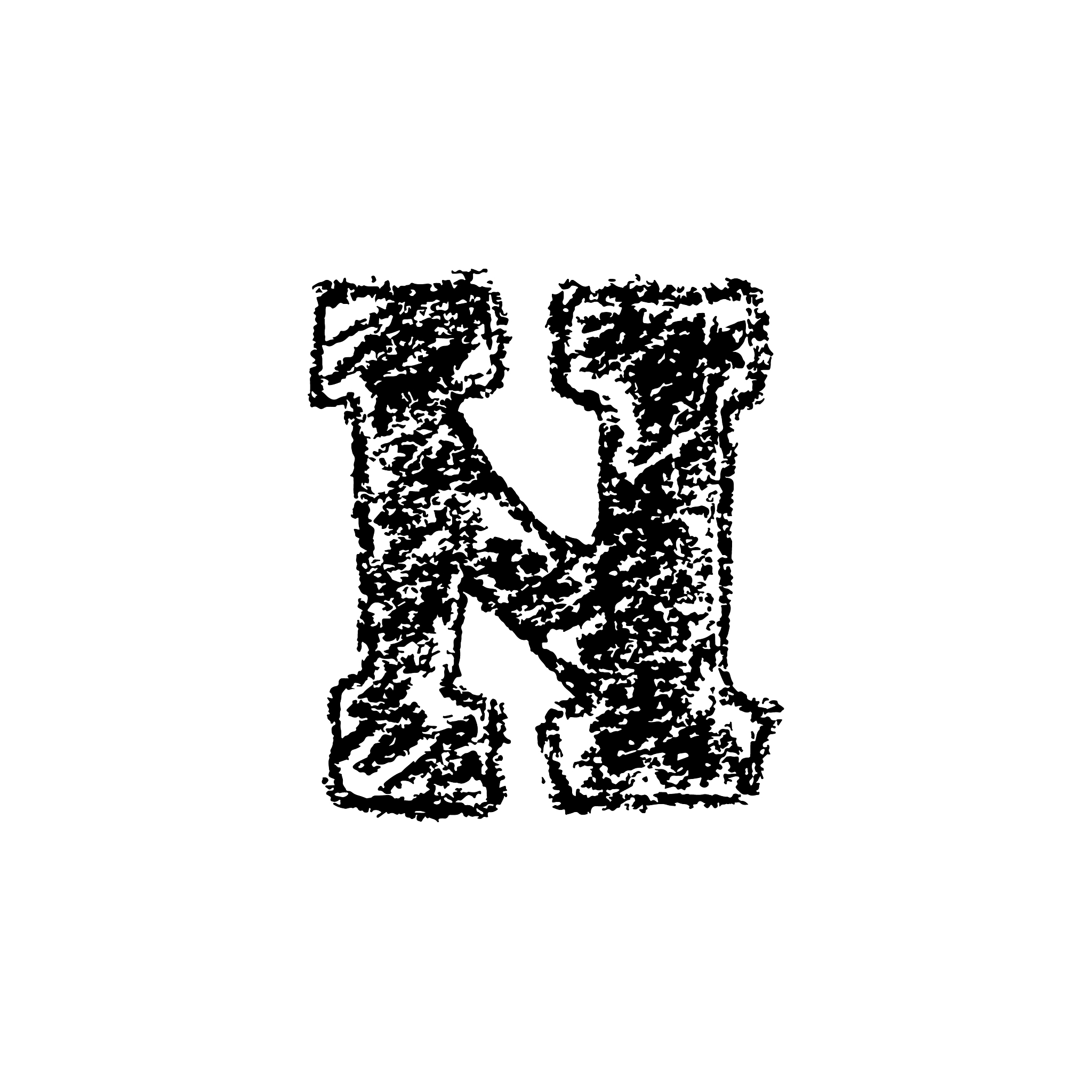 letter n handwritten chalk bold font