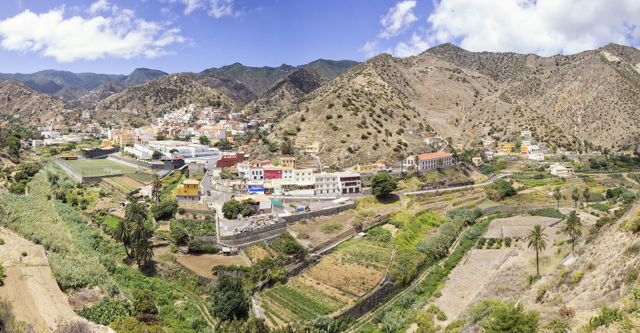 view on vallehermoso, la gomera, canary islands, spain