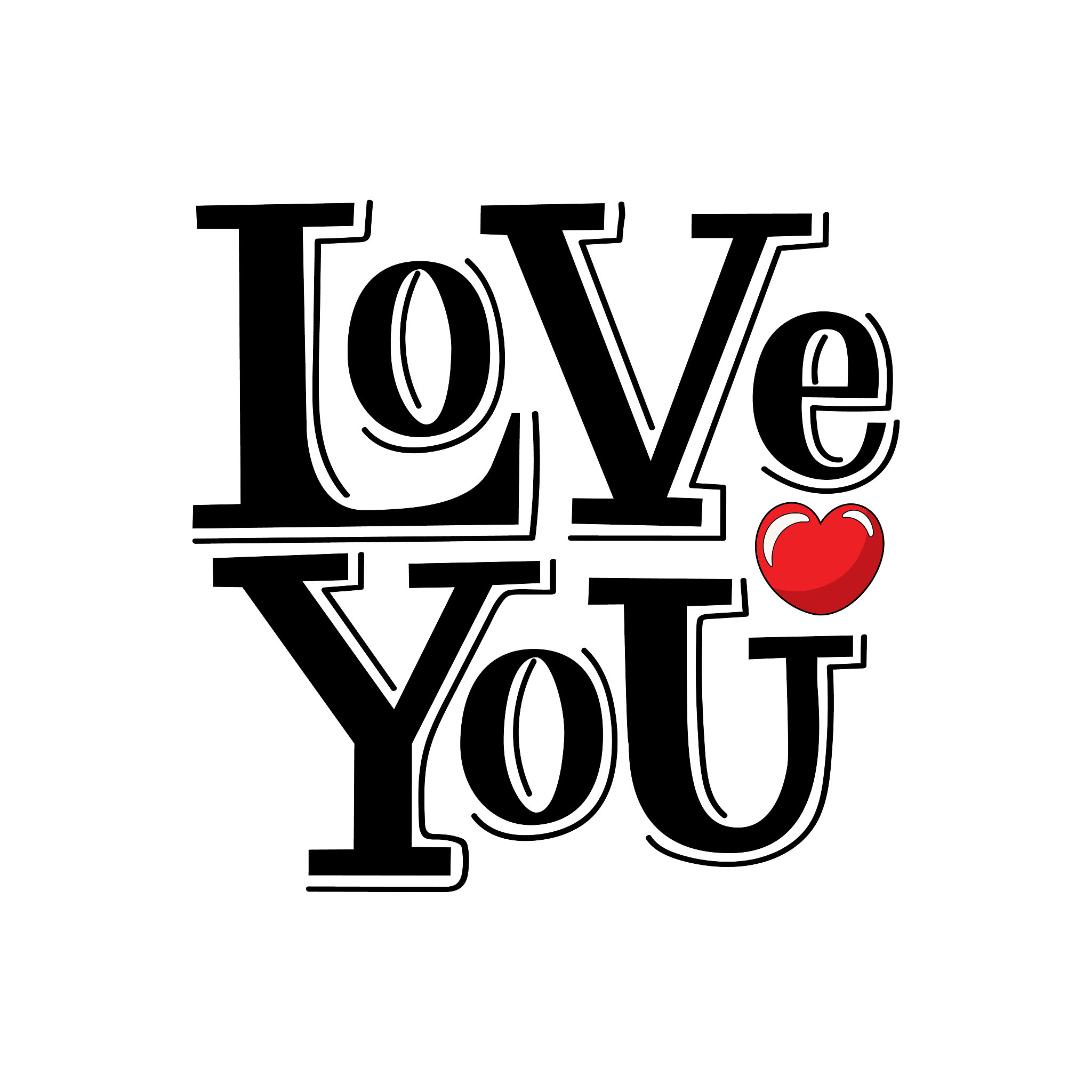 hand sketched "love you" t-shirt texture lettering typography wi