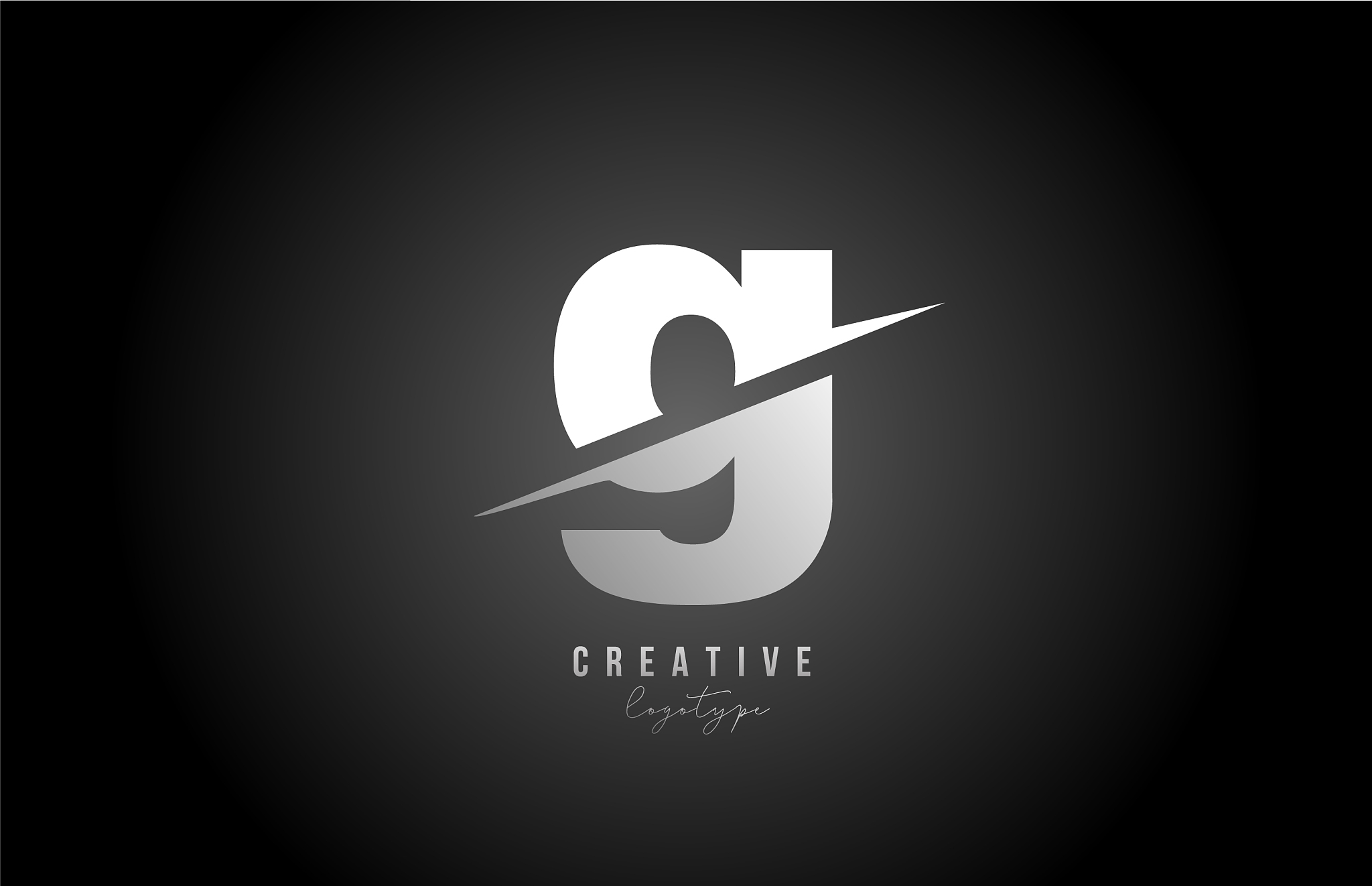 black and white g letter logo alphabet icon