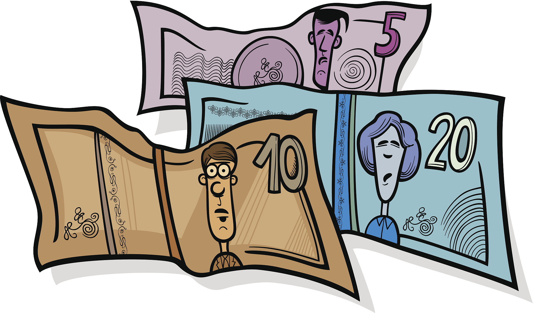 banknotes currency cartoon illustration