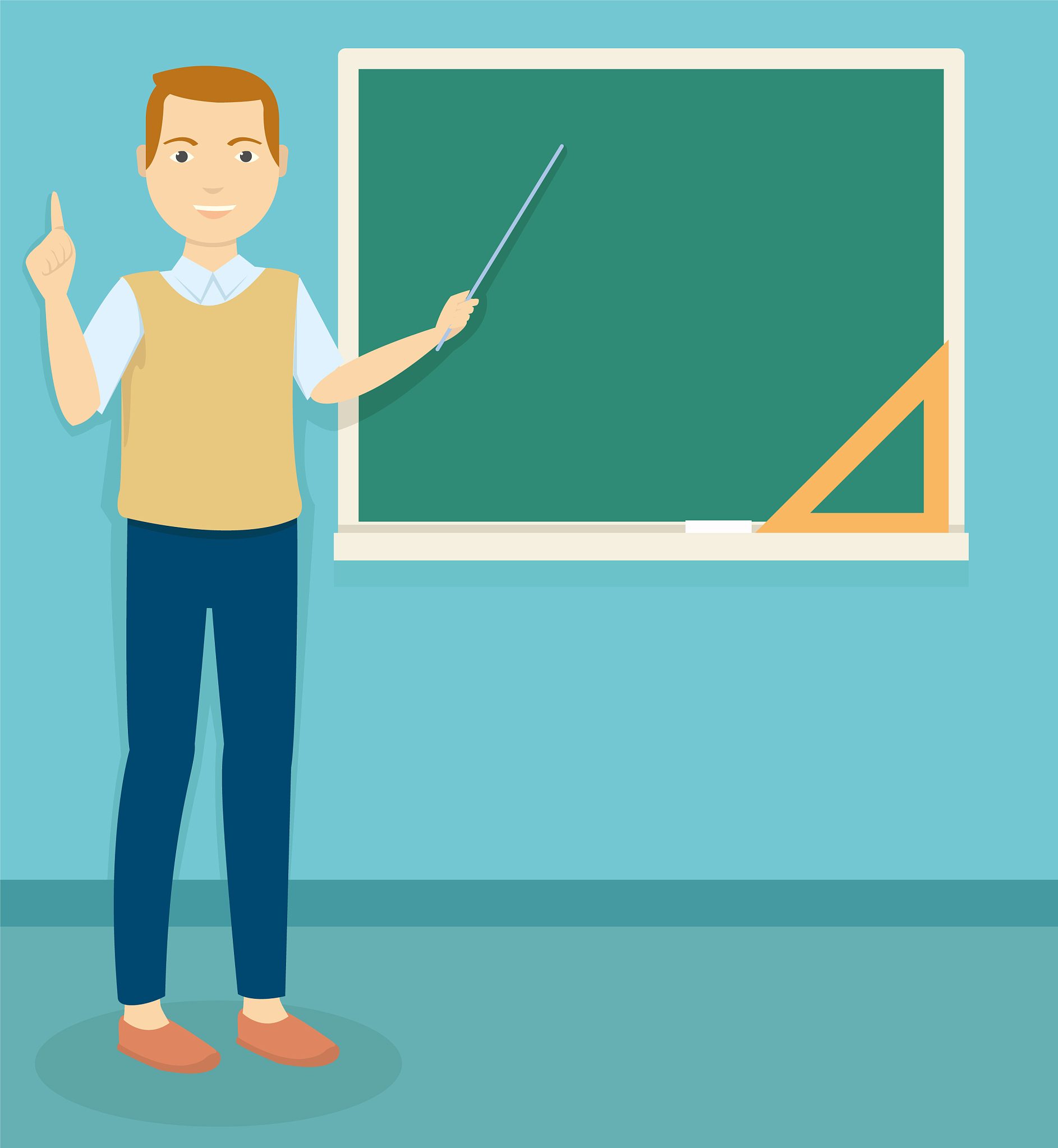 young male teacher teaching
