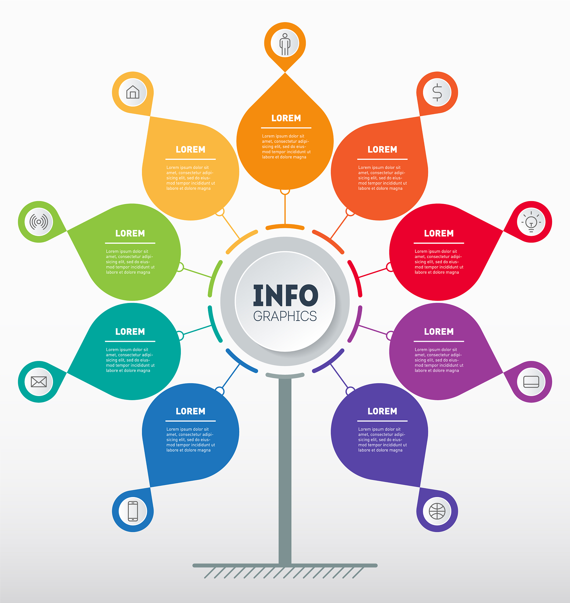 business presentation concept with 9 options web