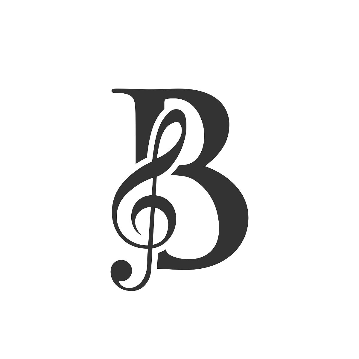 字母b上的音乐标志概念.b音乐音符符号,声音音乐旋律模板