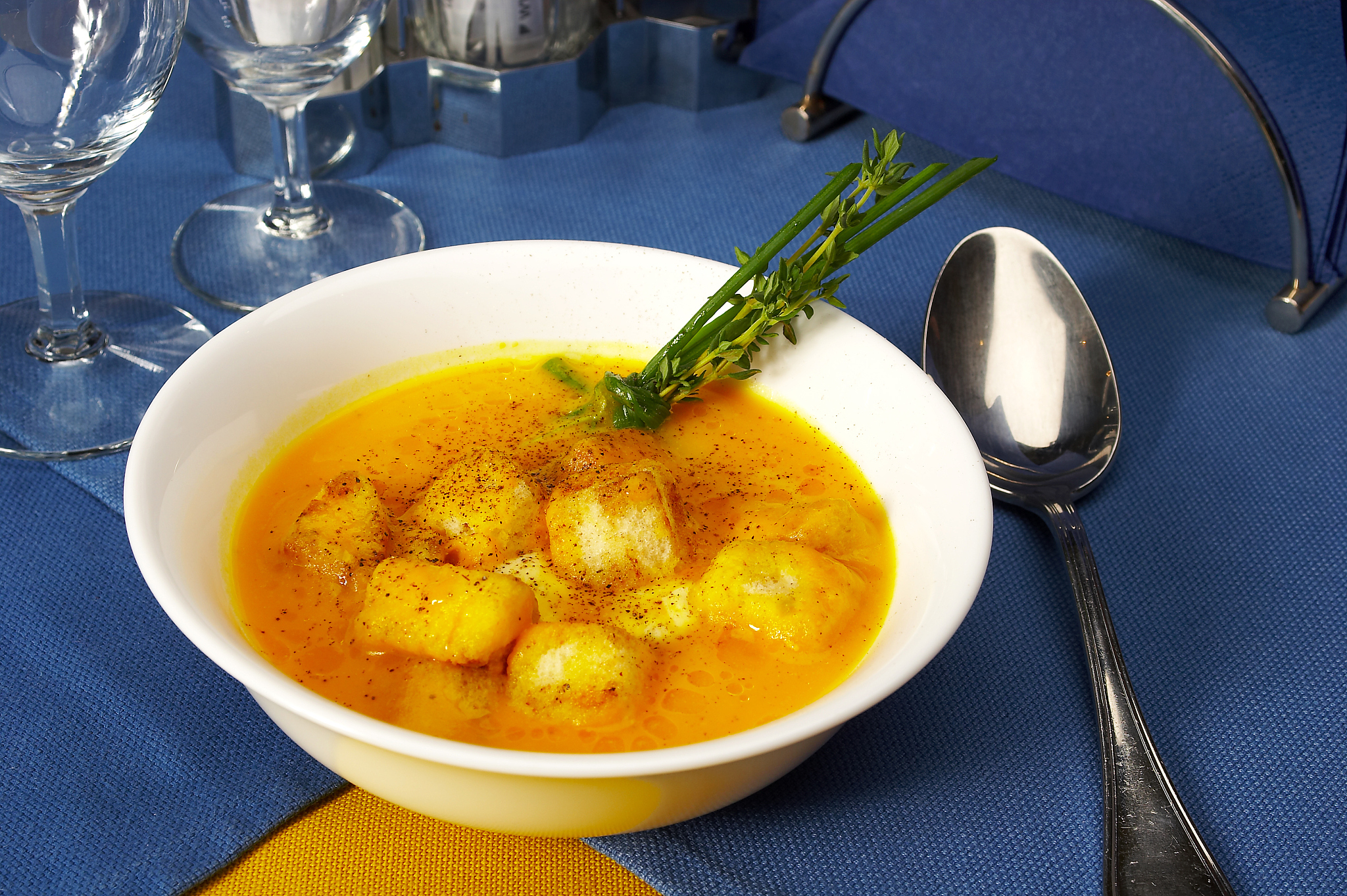 soup on the served table