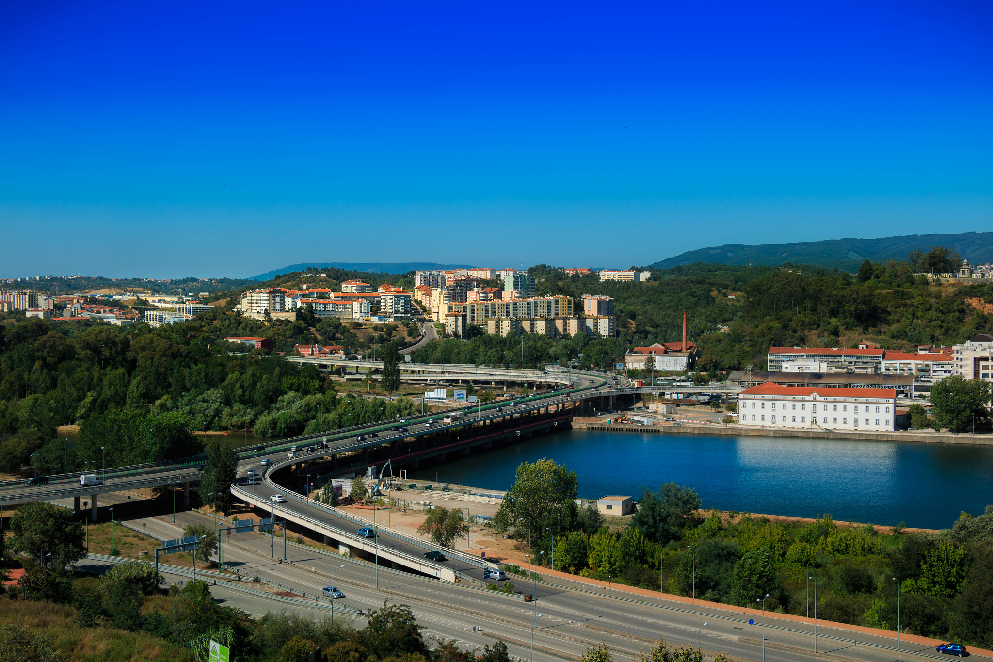 high angle view of cityscape against clear sky
