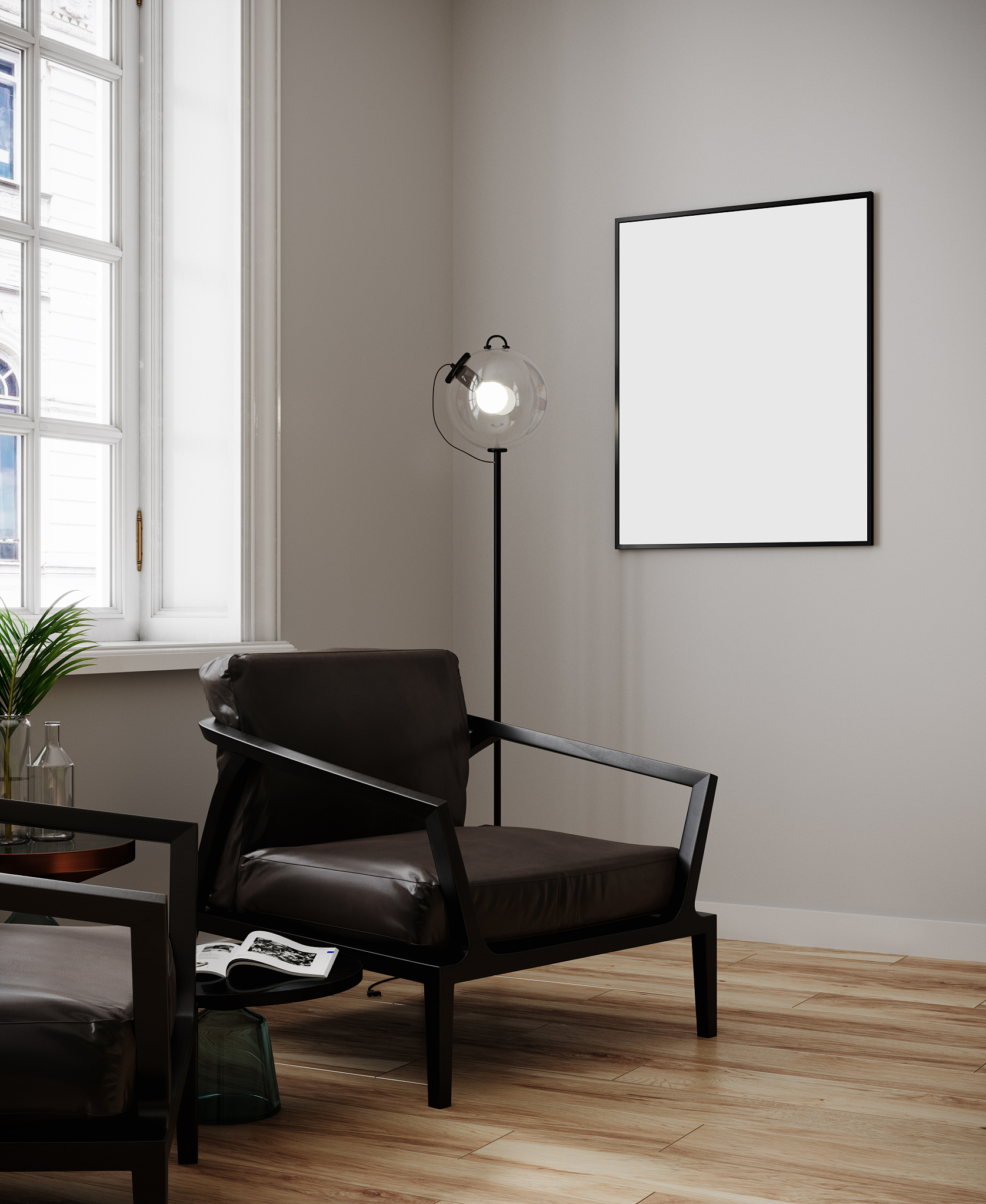 poster mockup in modern minimalistic interior with daylight.mode