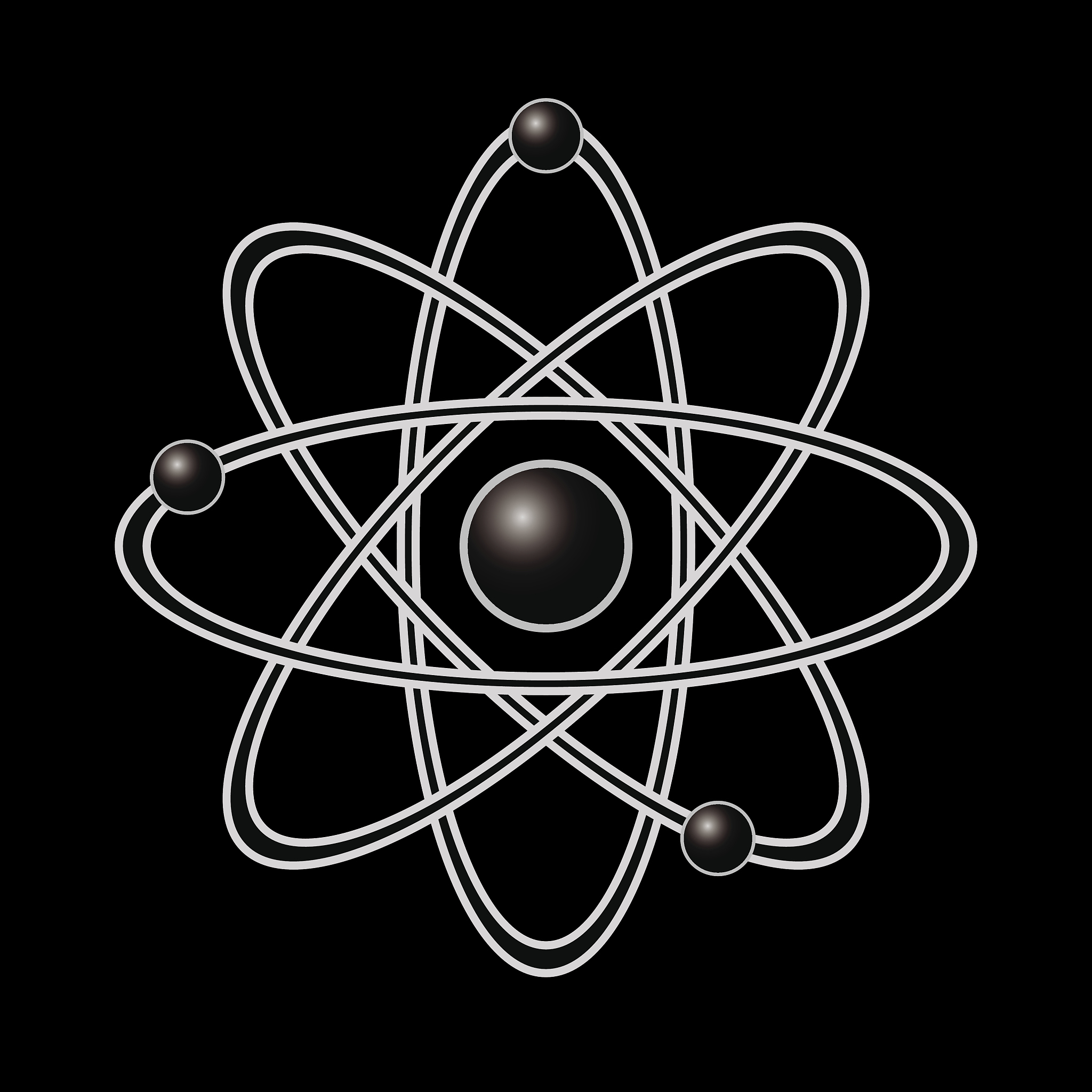 atom part on black  background.