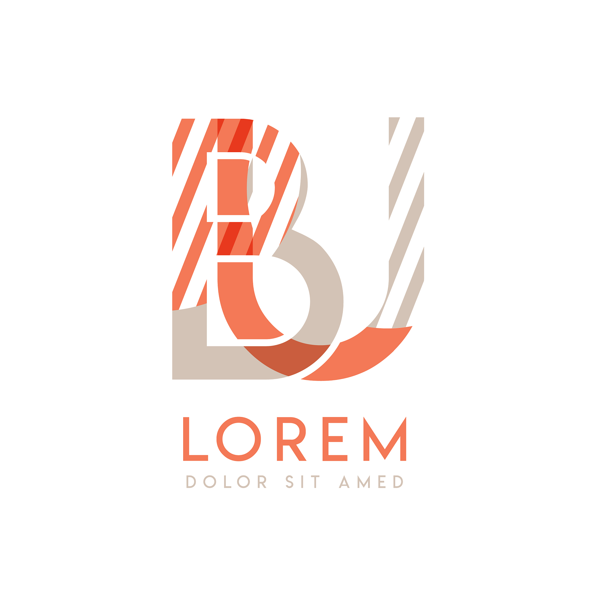 colorful logo design with pink orange and gray