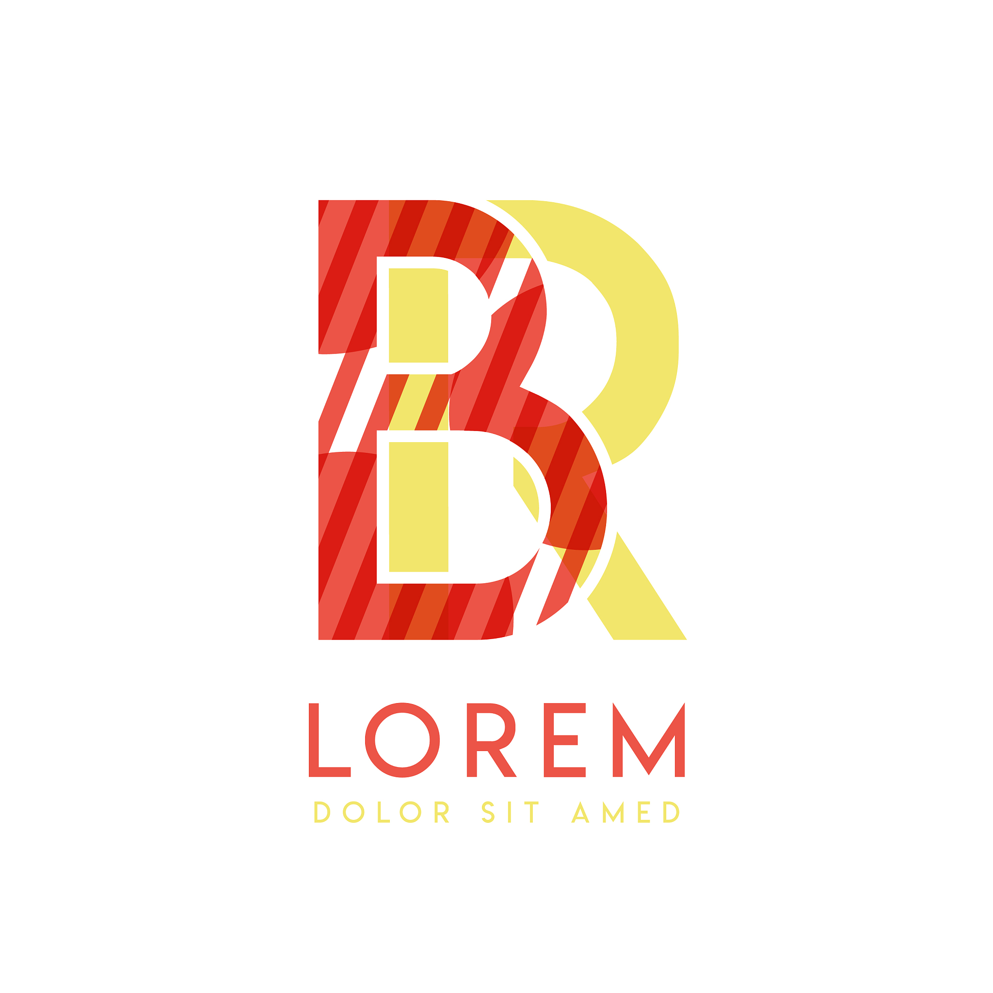 rb colorful logo design with pink orange and gray