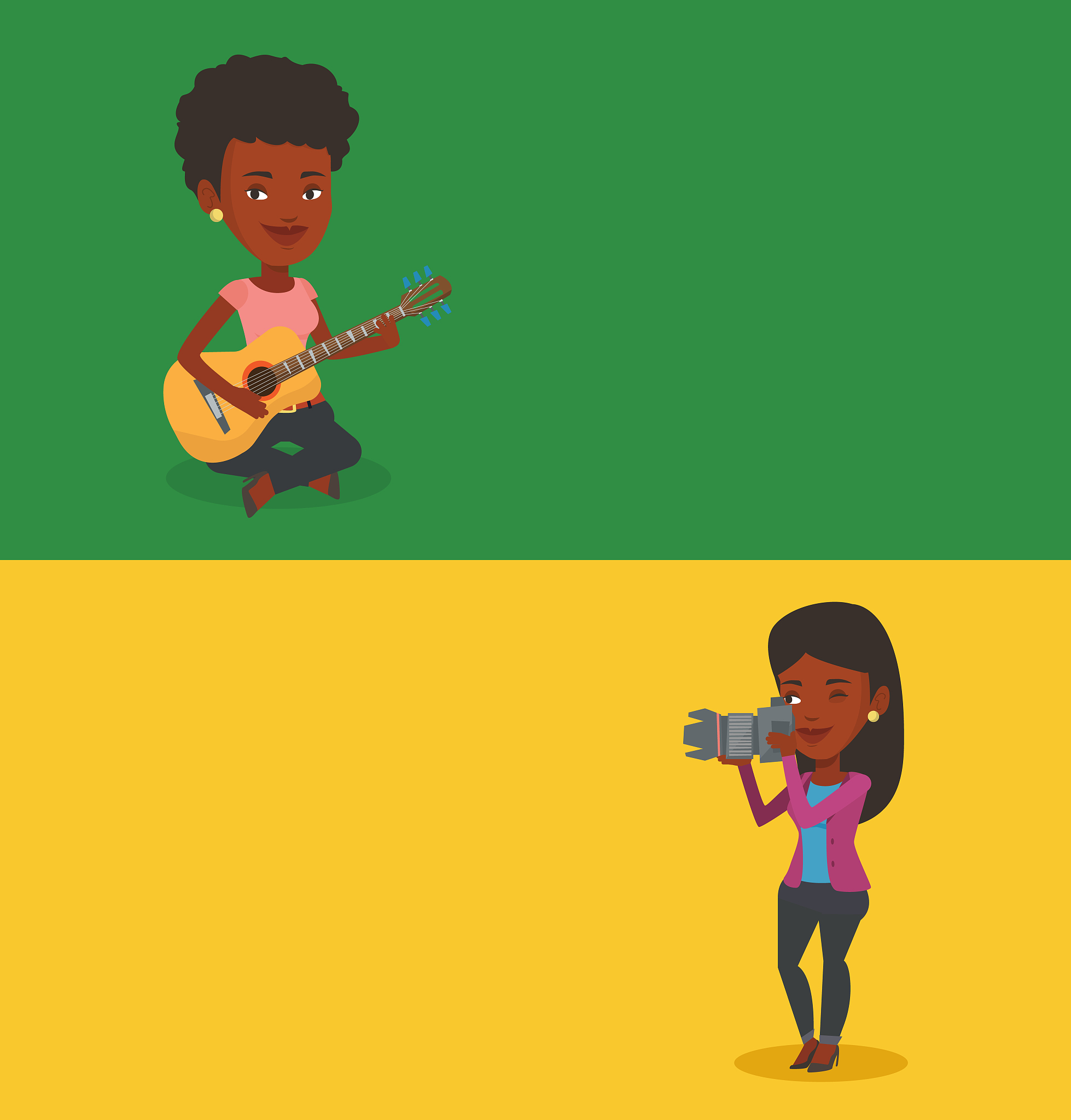 two media banners with space for text