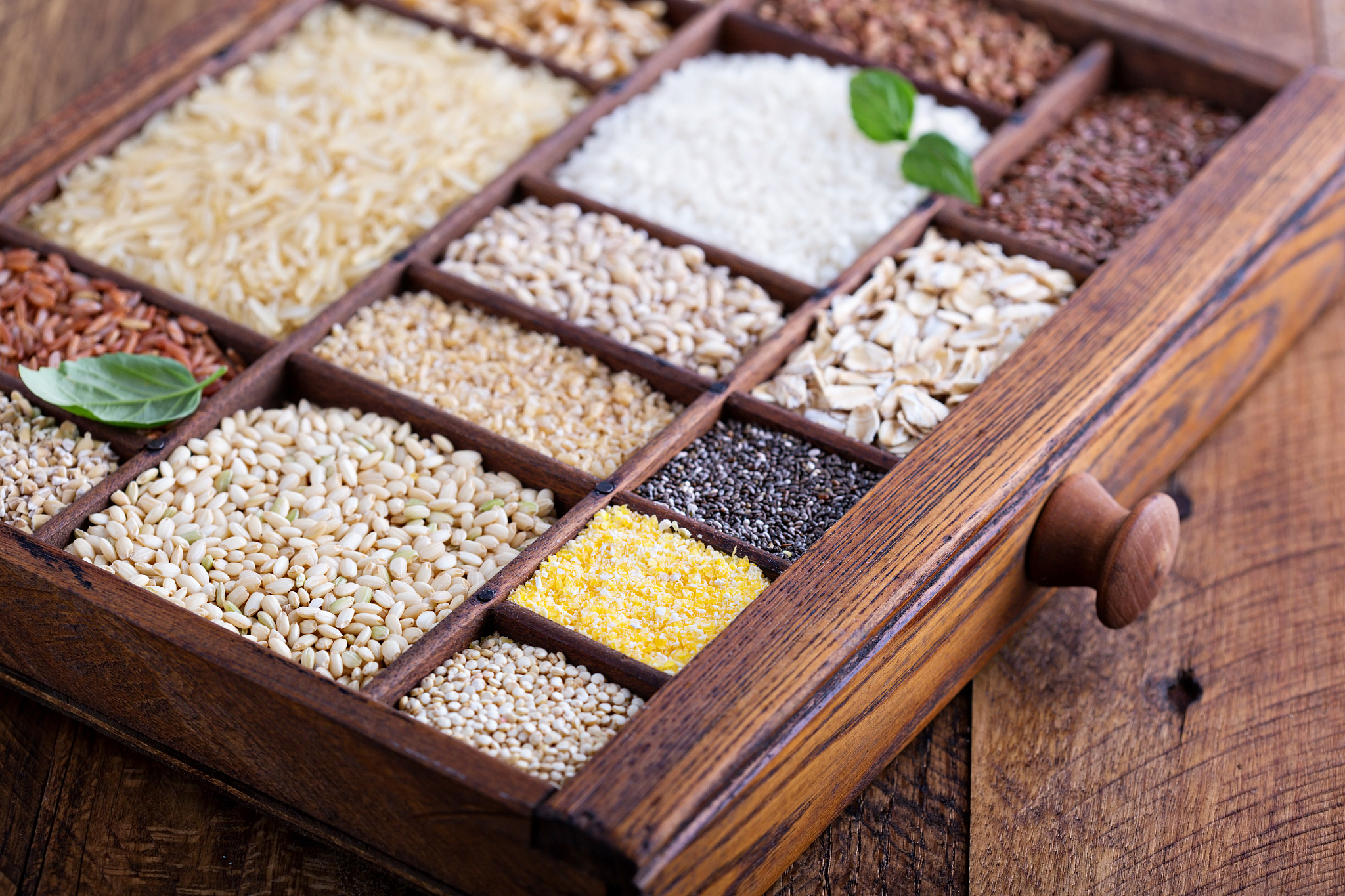 variety of healthy grains and seeds