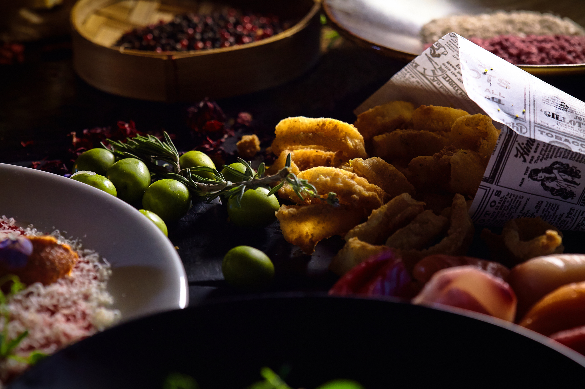 close up food table