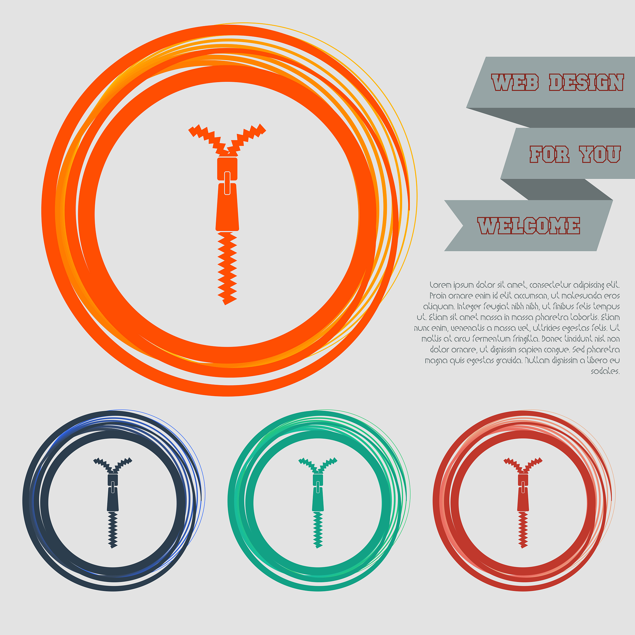zip icon on the red, blue, green, orange buttons for your websit