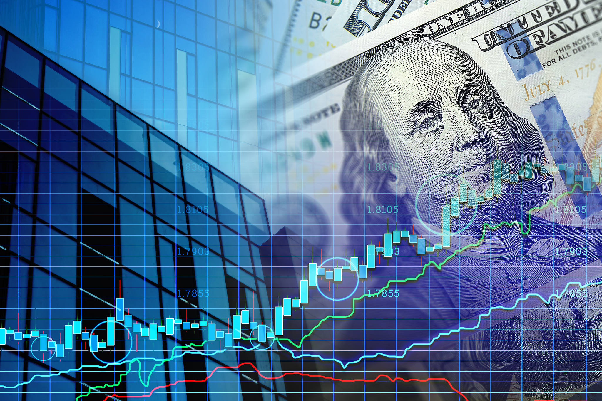 us dollar on the background of the financial chart. concept econ