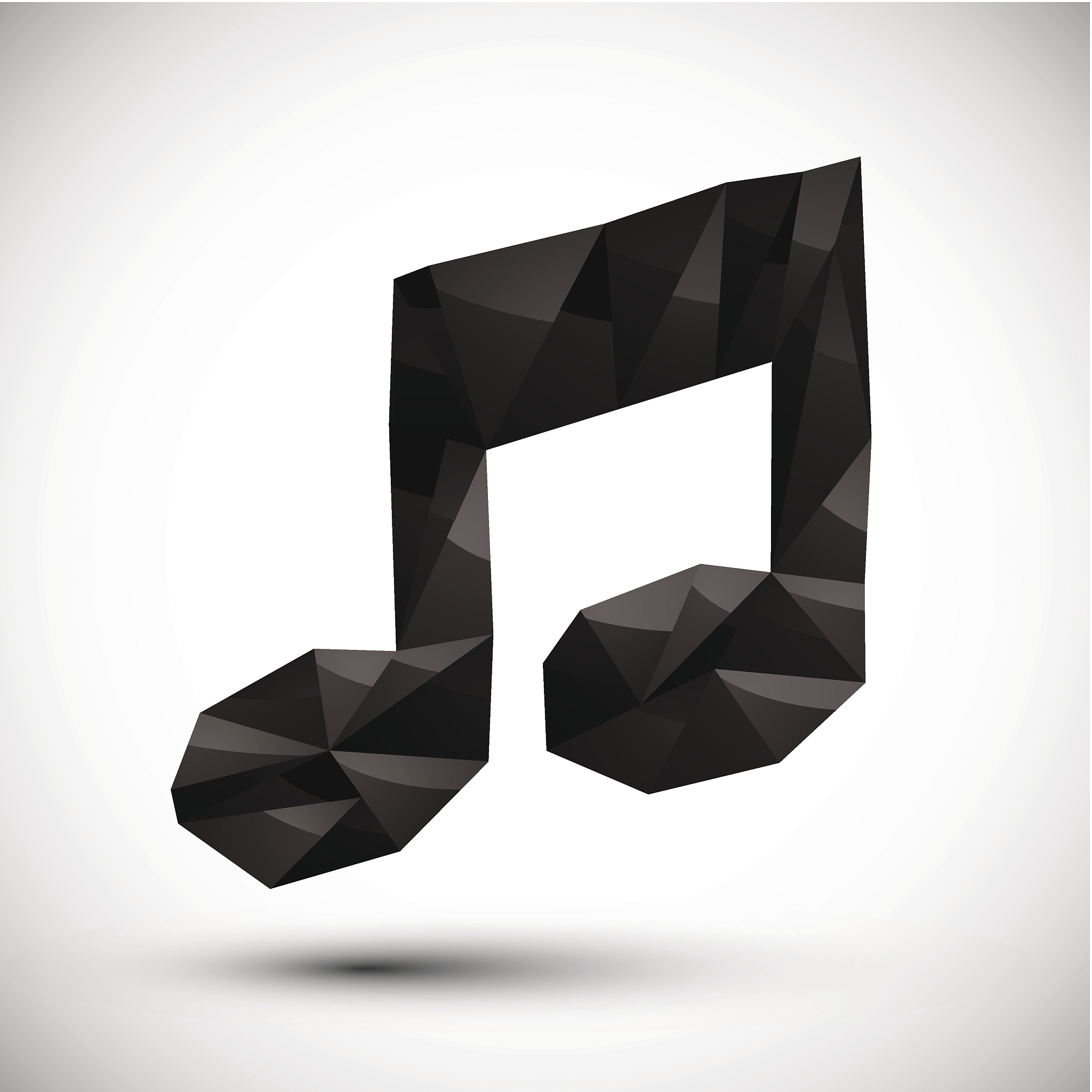 black musical note geometric icon made in 3d modern style