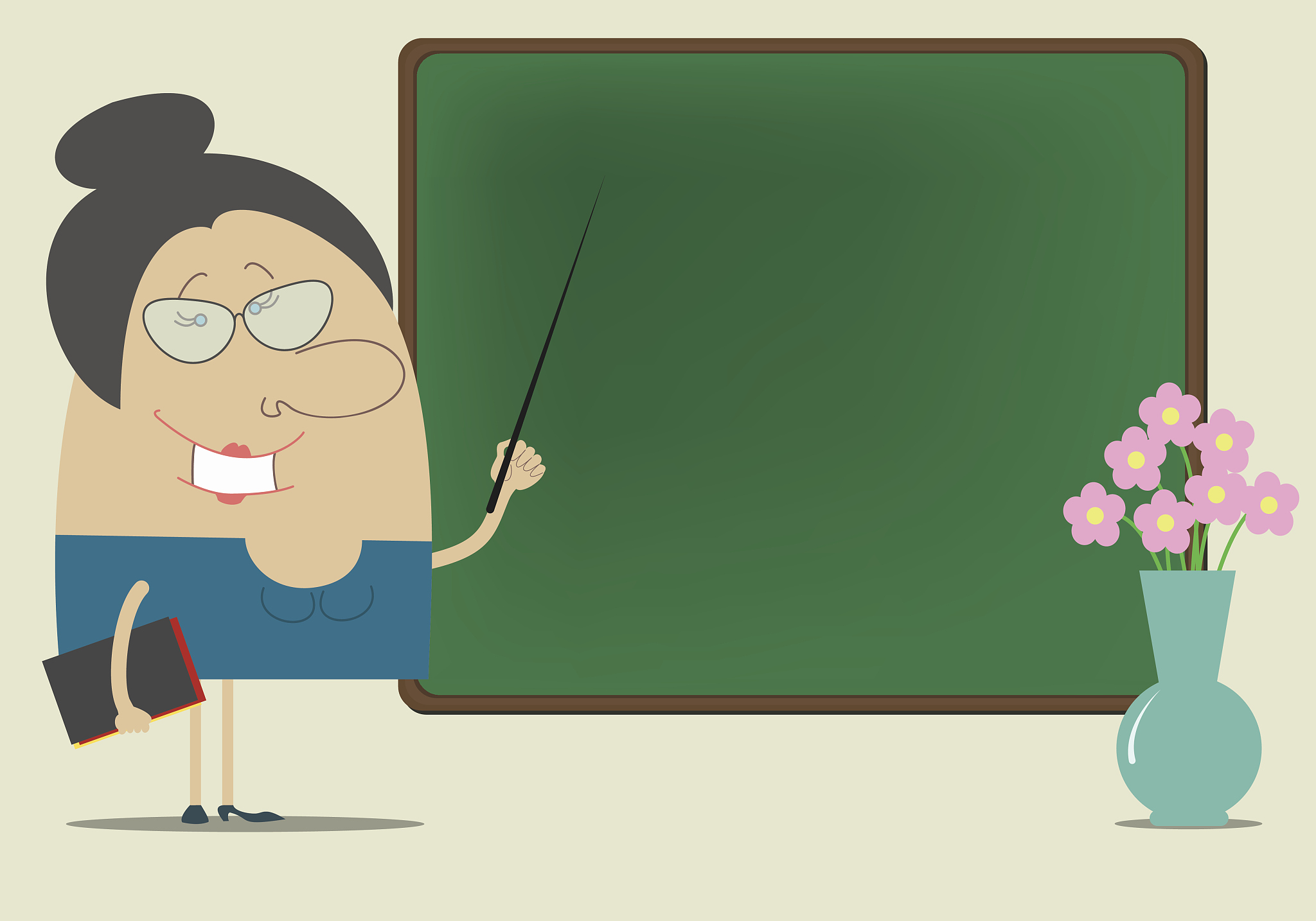 teacher stands close to the board, points on the board