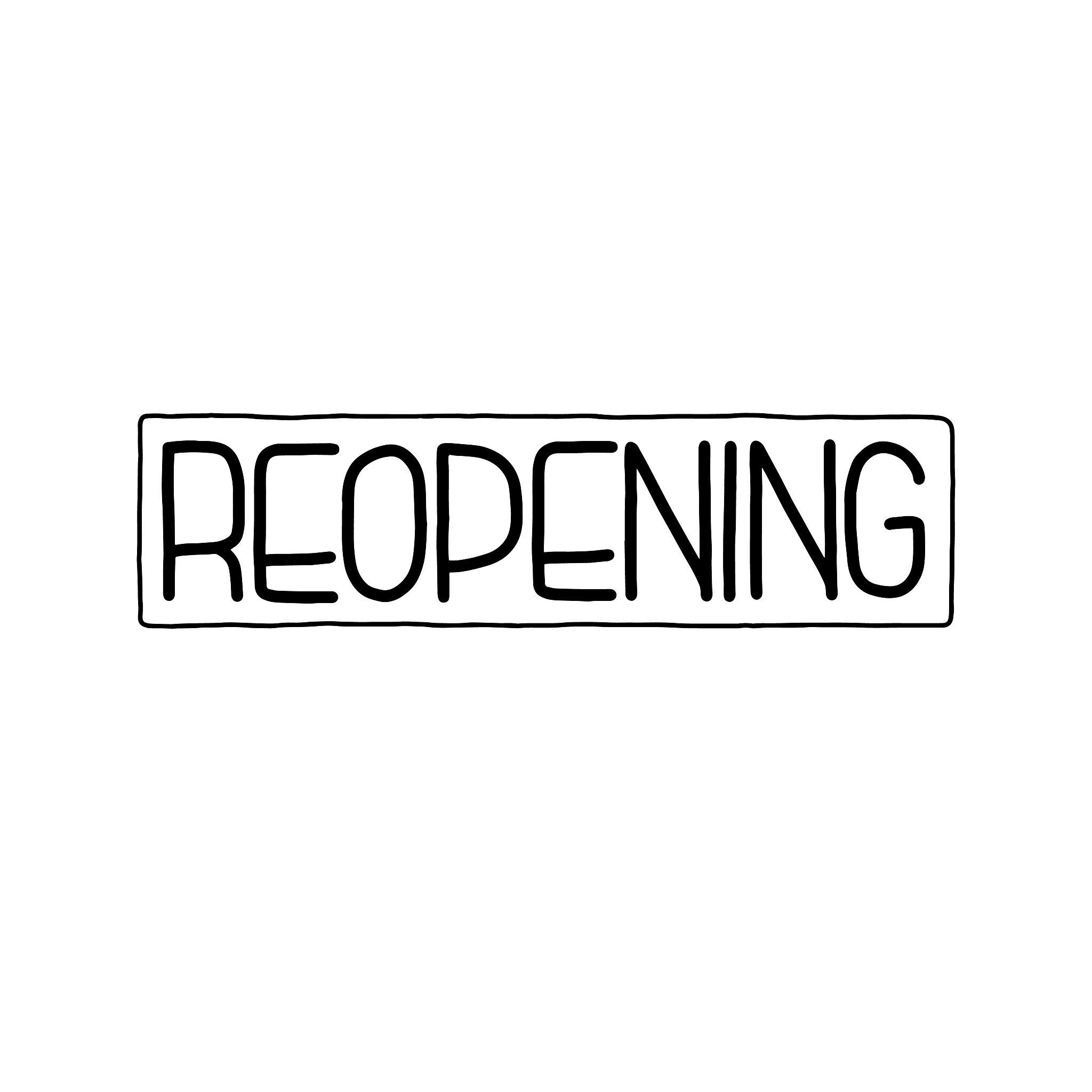 reopening lettering monochrome illustration.