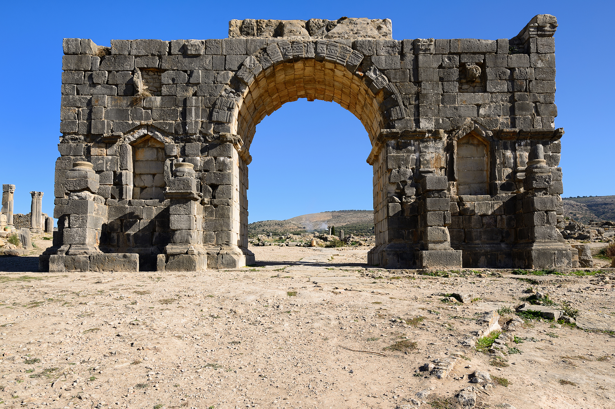 ruins of the roman volubilis city in morocco