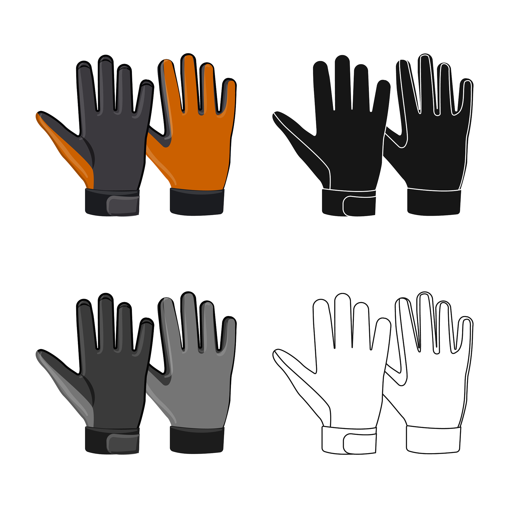 isolated object of glove and winter symbol set of