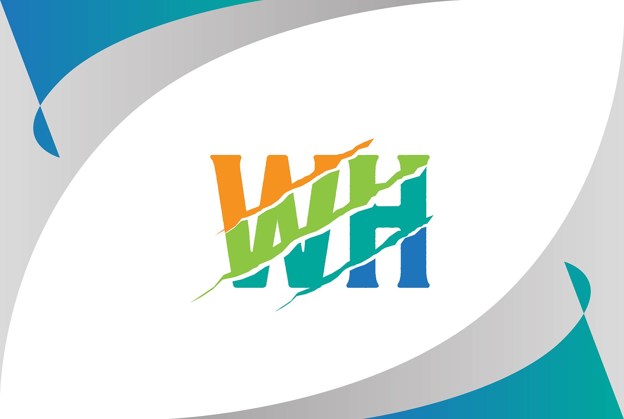 orange green blue wh letter template logo design with scratch ef