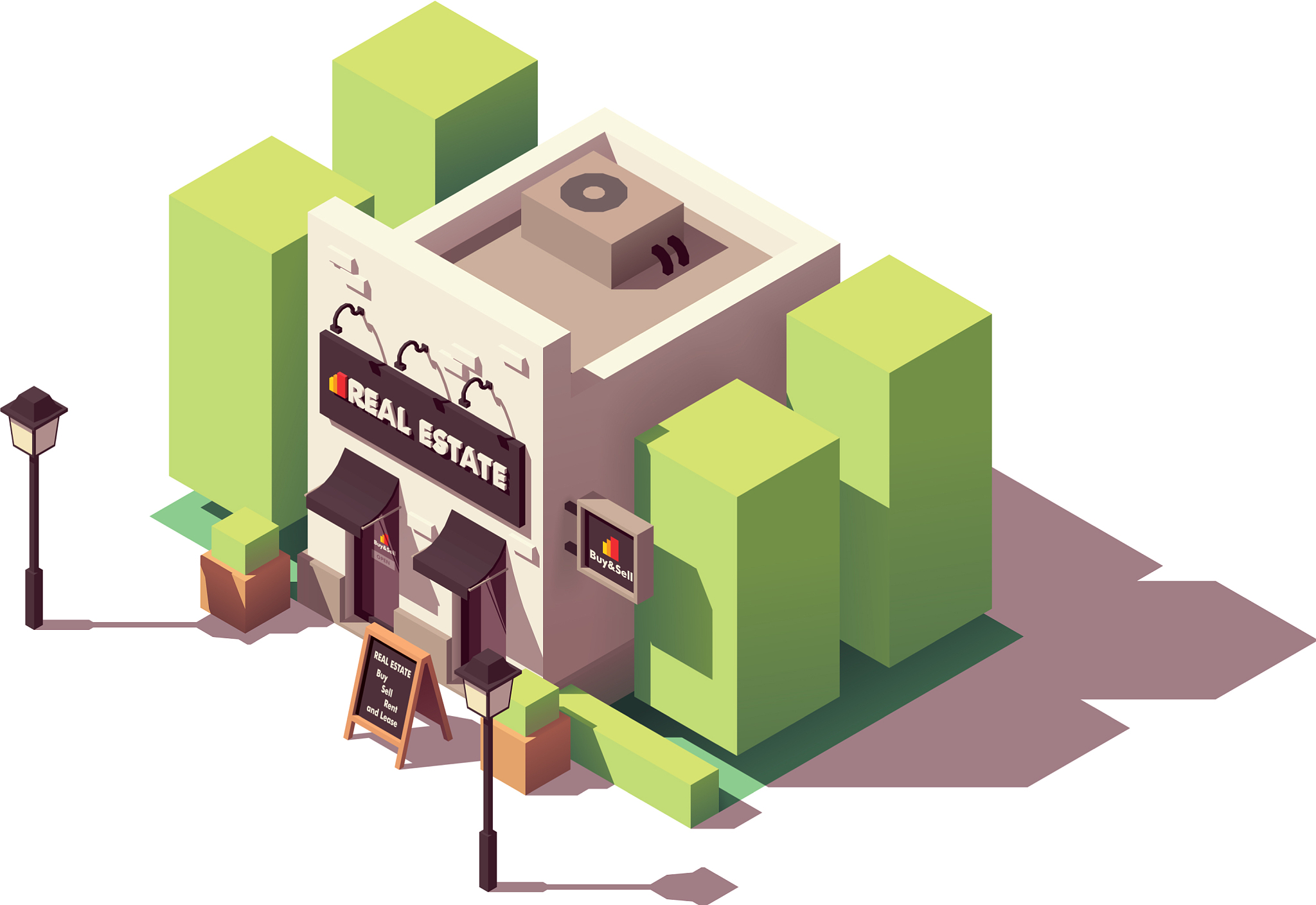isometric real estate agency office