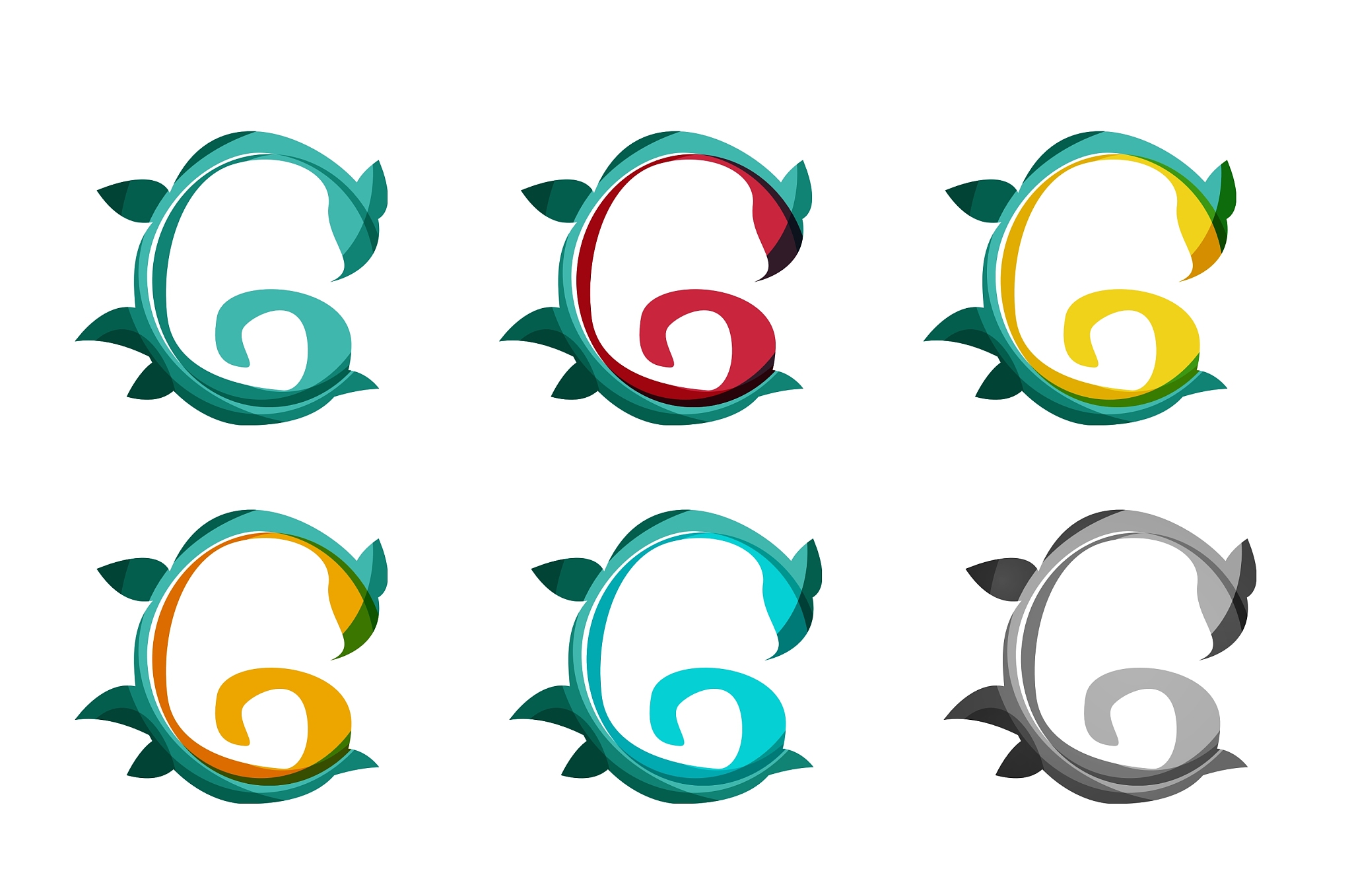 set of abstract eco plant icons business logotype