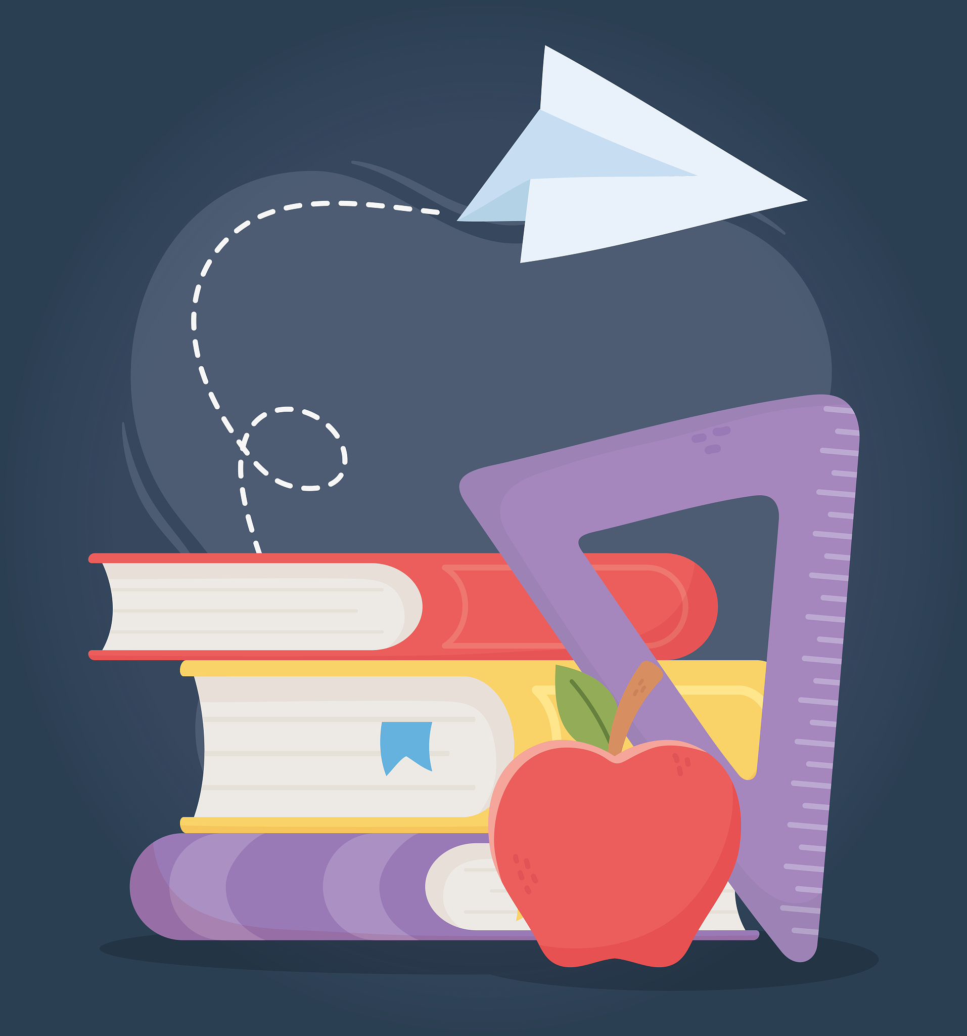 online education, books triangle ruler apple class