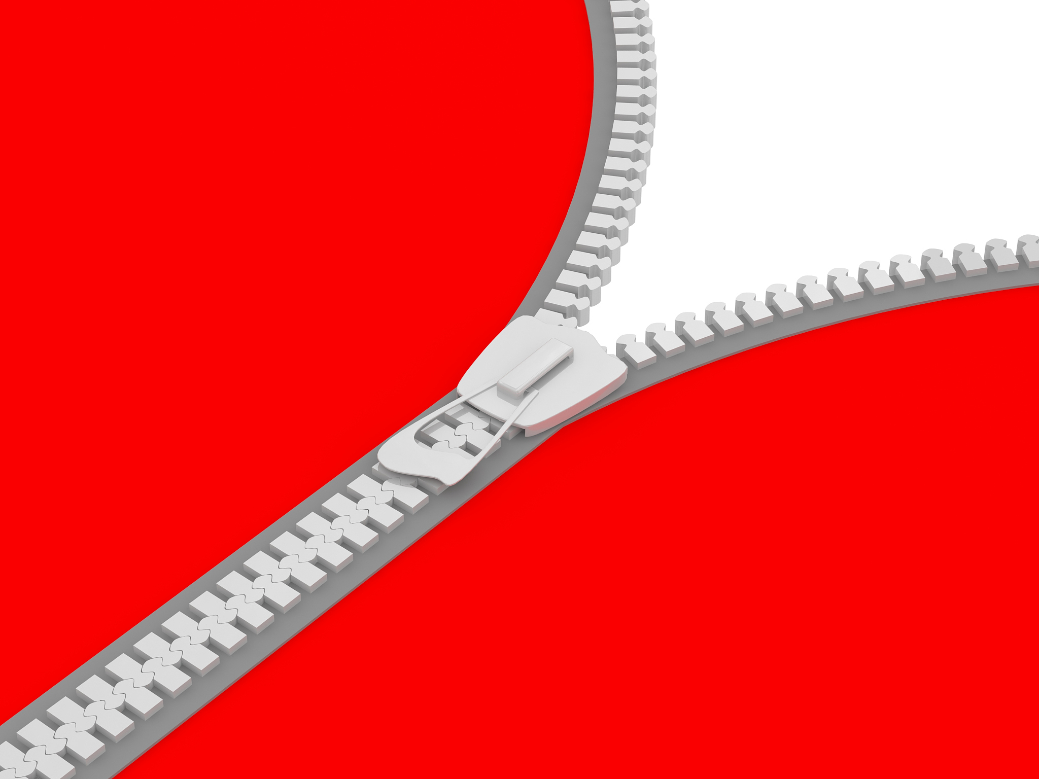 zipper on white background.