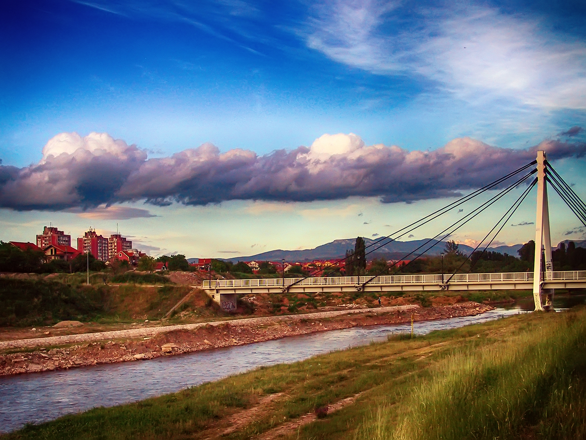 shores of the river and the bridge