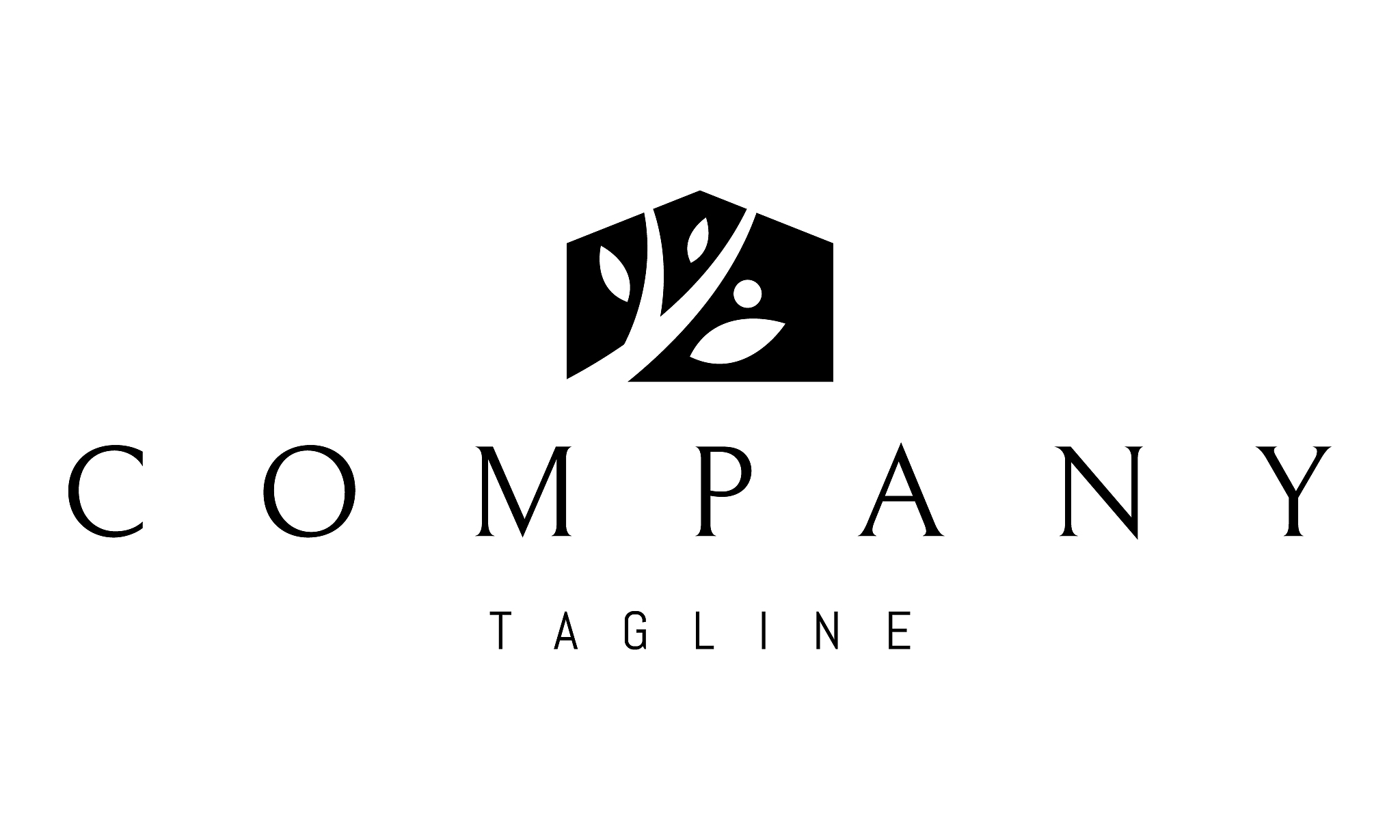 vector logo on which an abstract image of a house with a silhoue