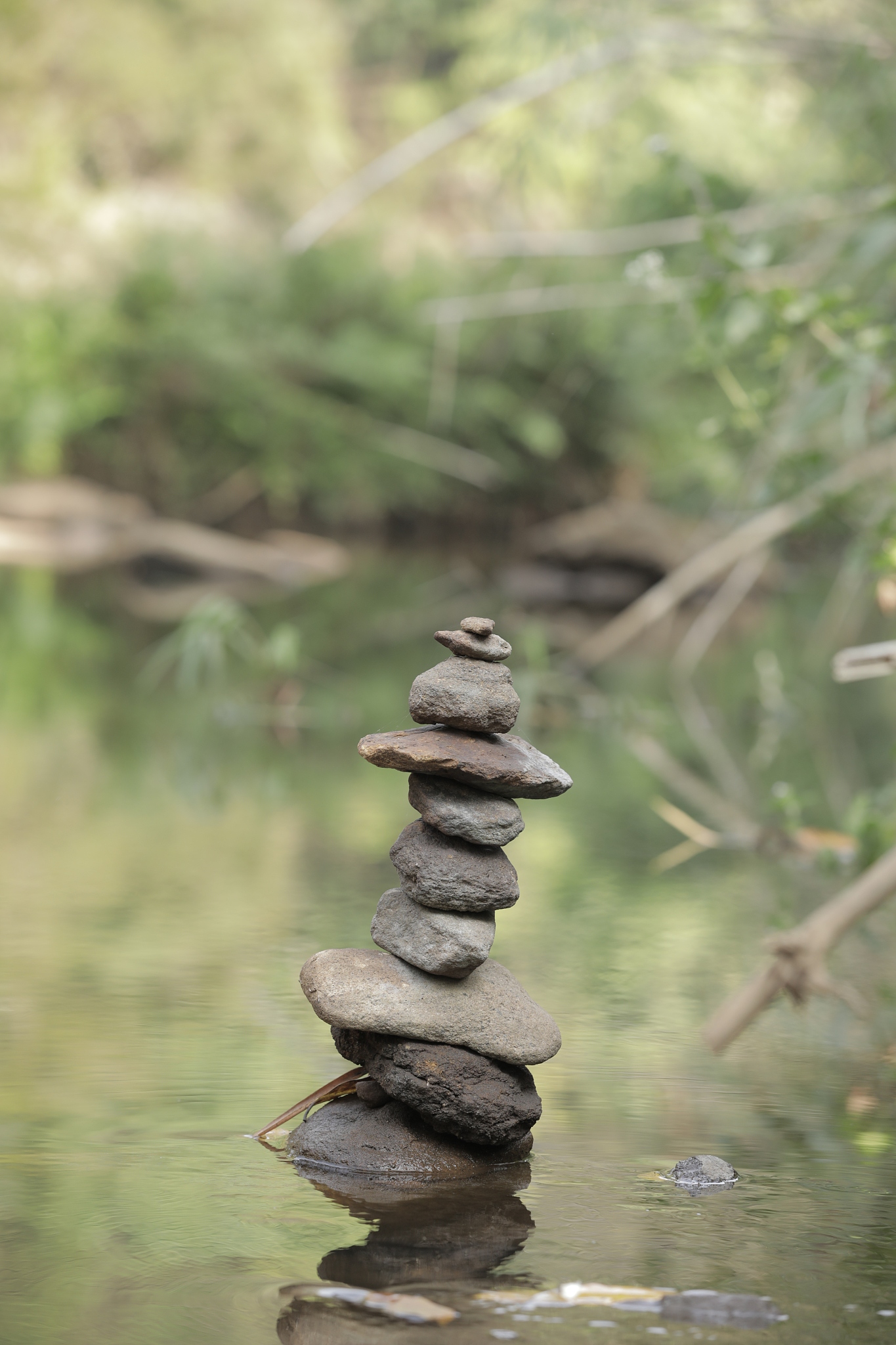 close-up of stacked stones on field,kerala,india