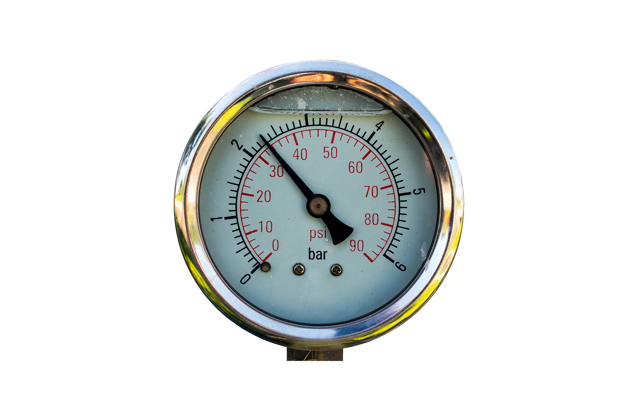 the pressure gauge, in the pneumatic system.