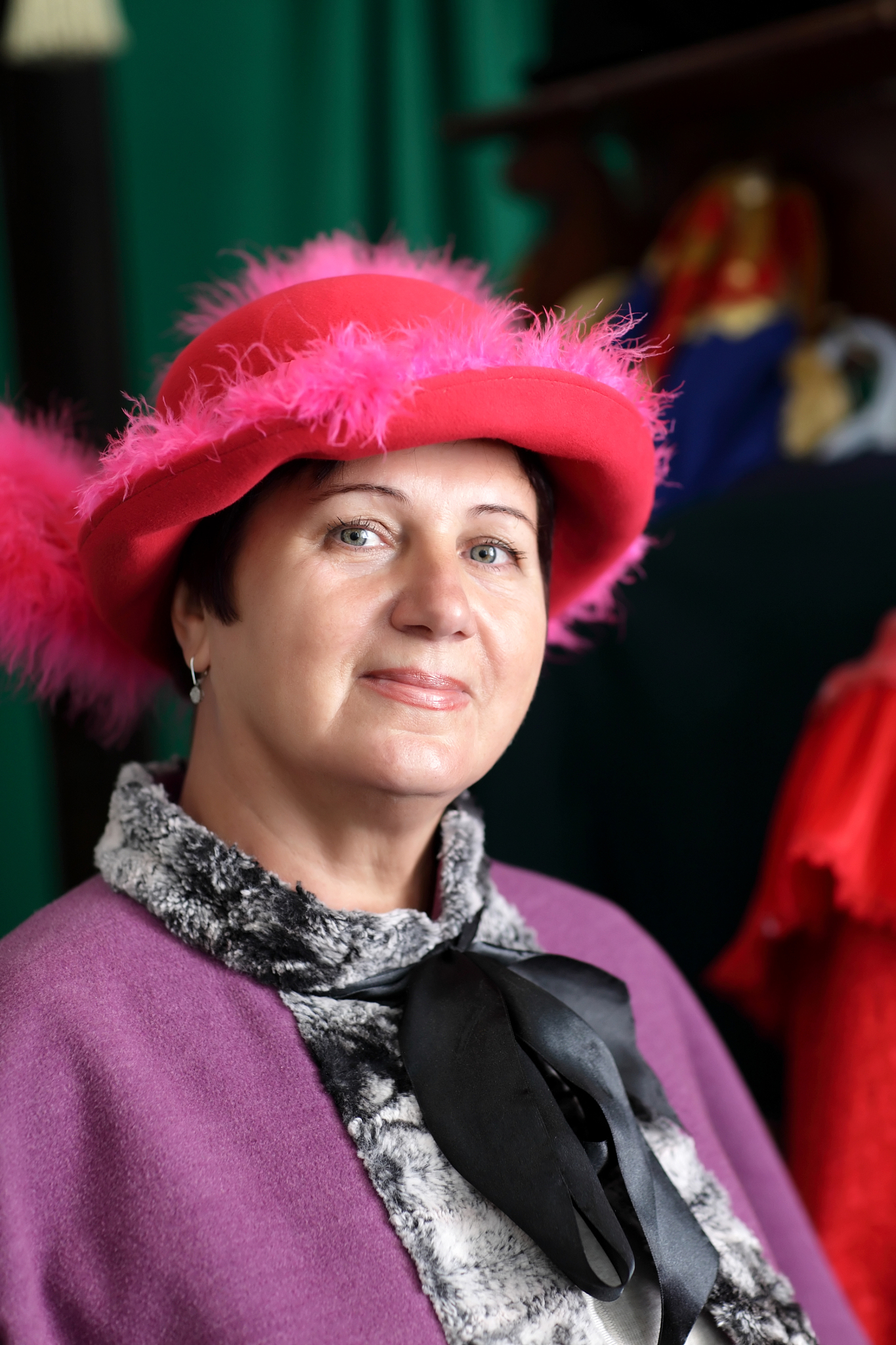 mature woman in red