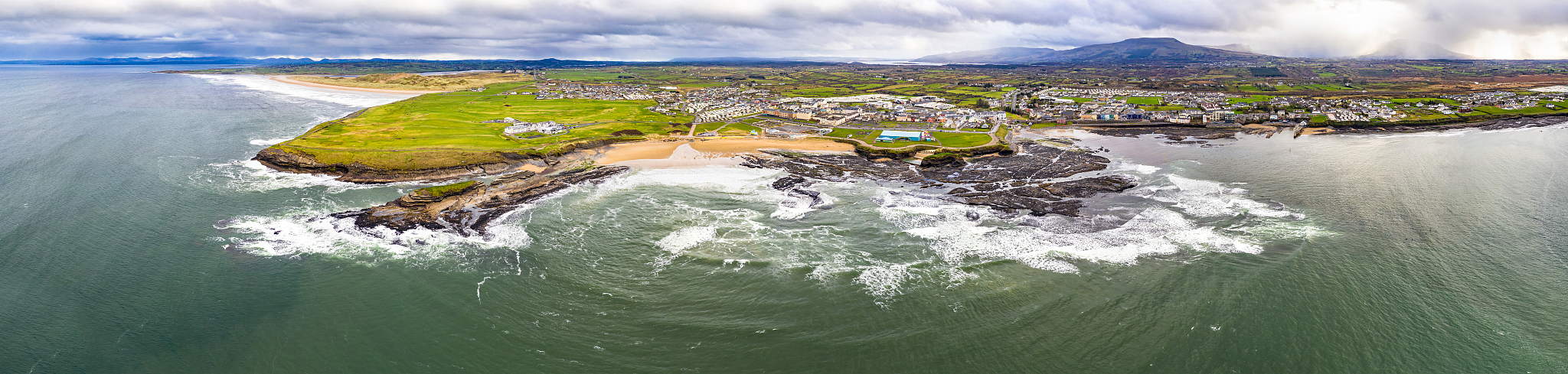 aerial view of bundoran and donegal bay - ireland