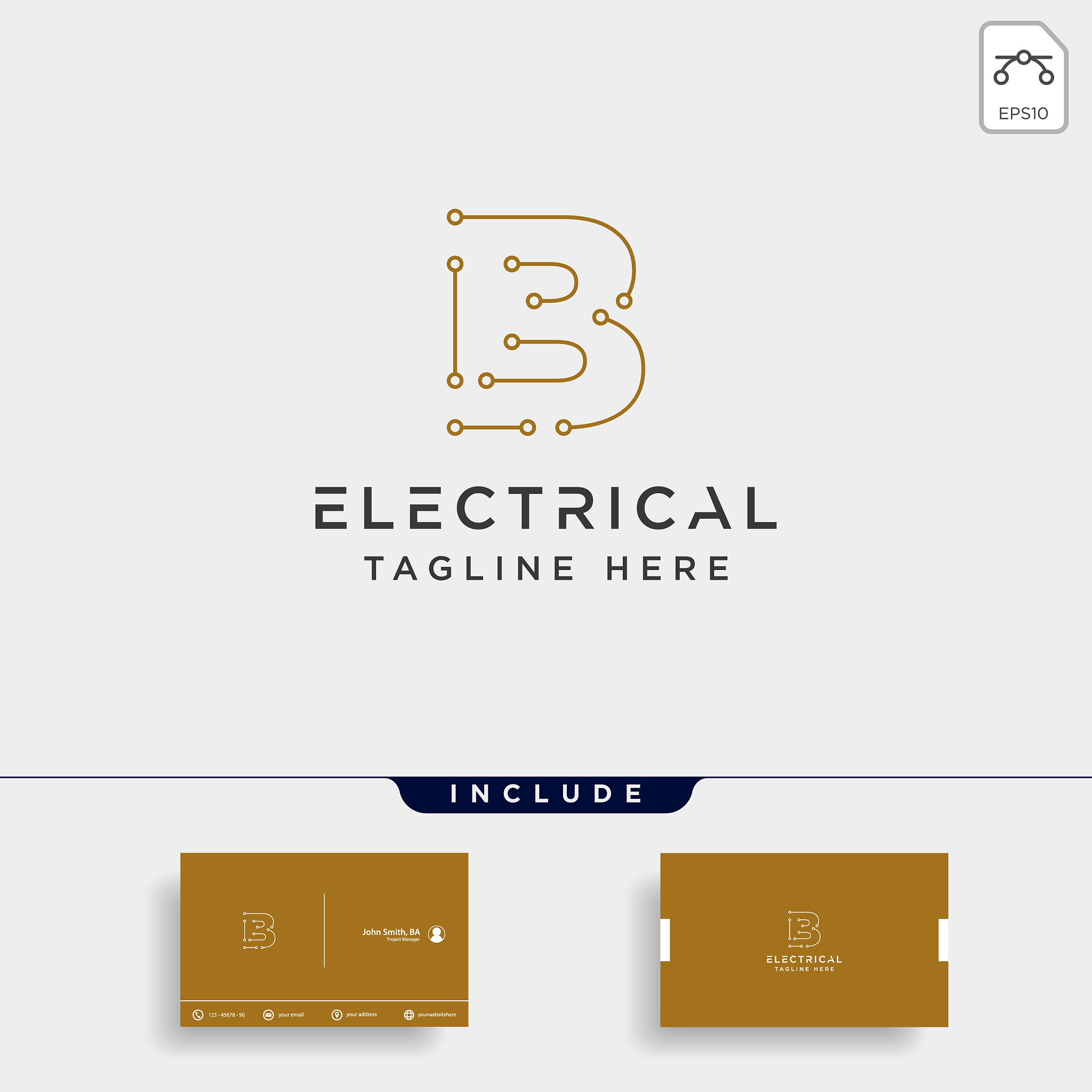 connect or electrical b logo design icon element