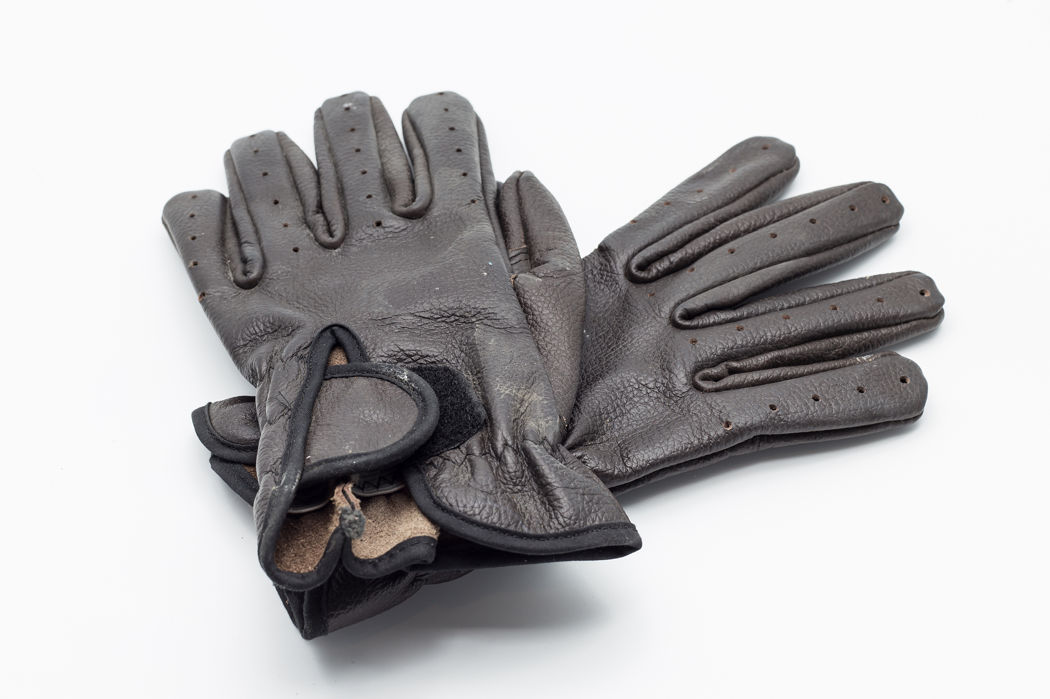 old leather glove isolated on white background