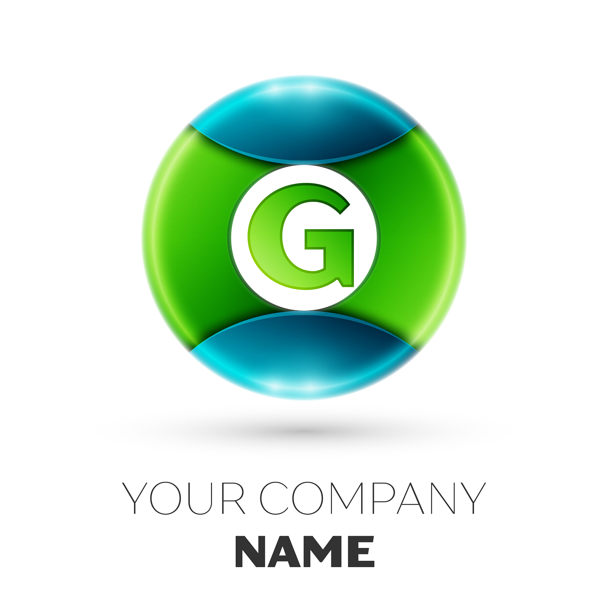 realistic letter g logo symbol in colorful circle