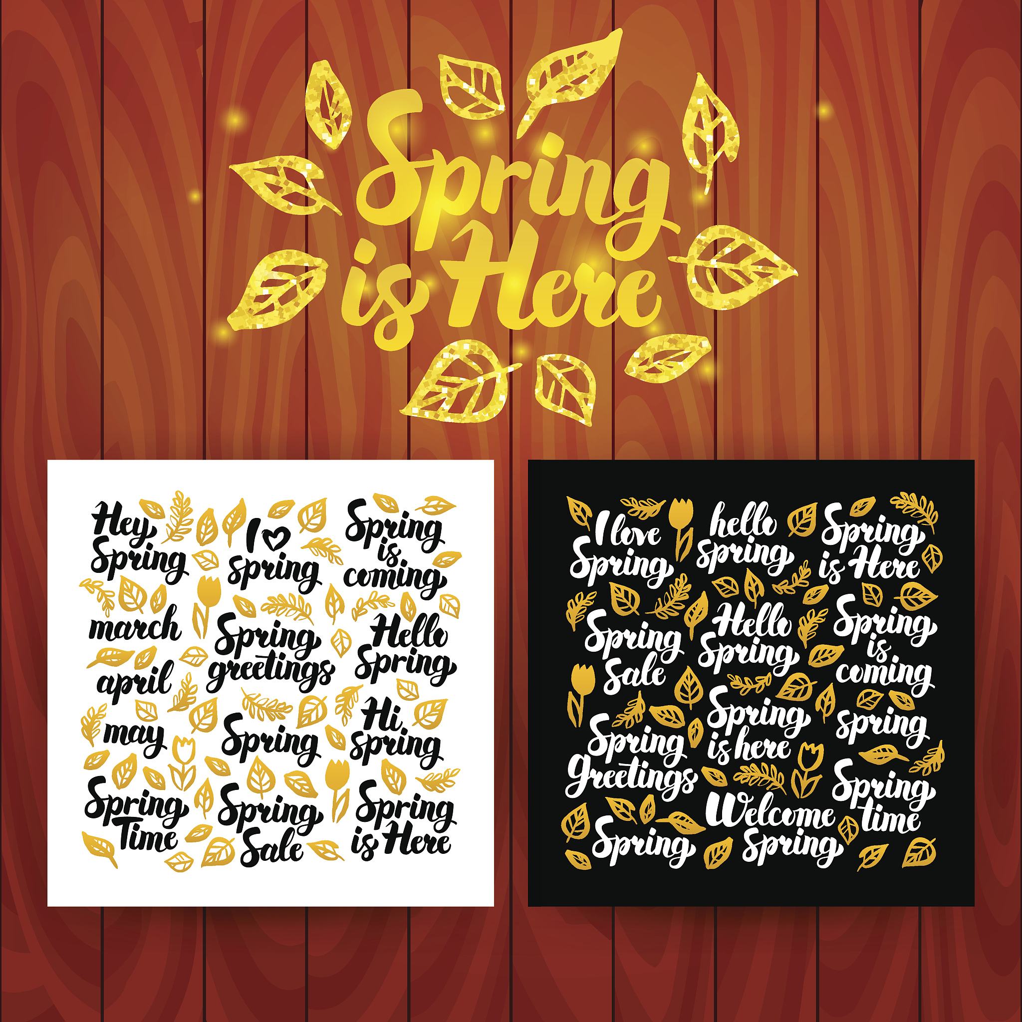 spring is here lettering postcards
