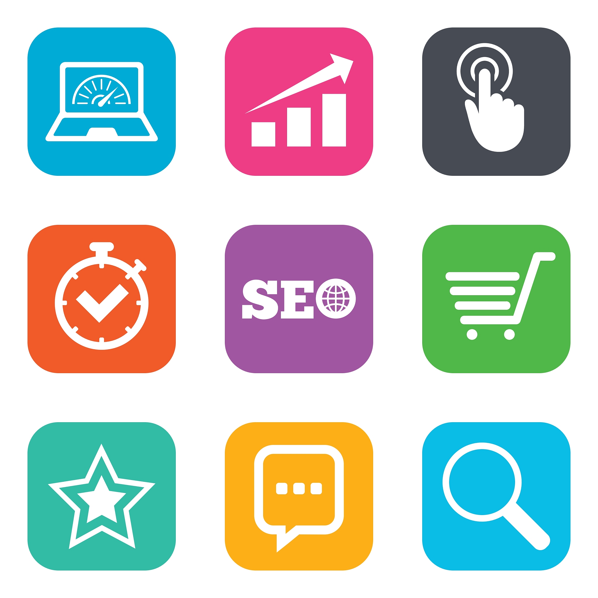 internet seo icons online shopping charts