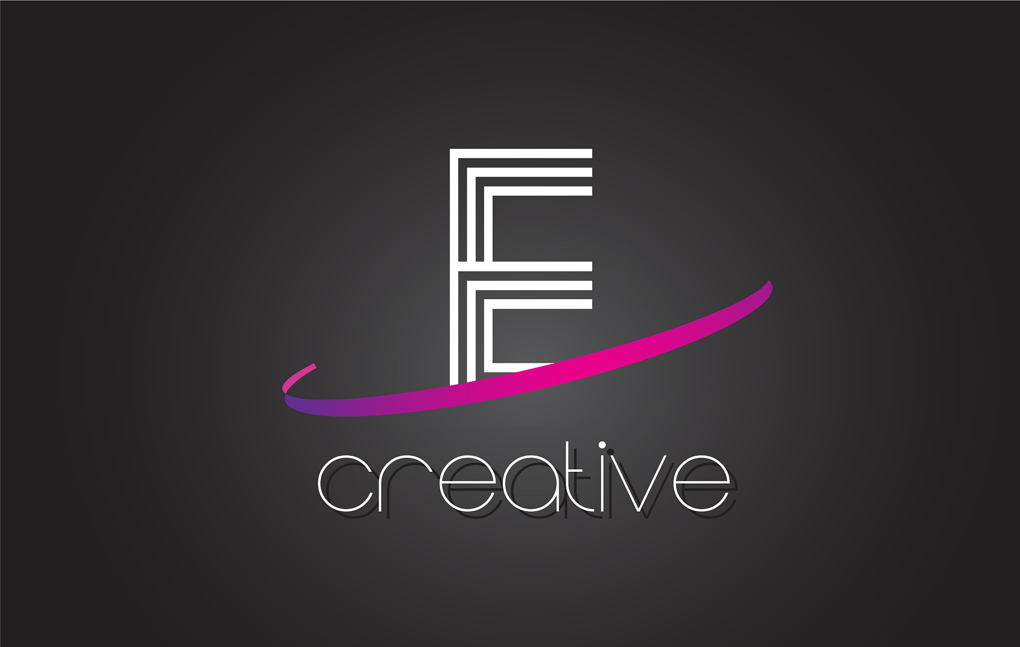 e letter logo with lines design and purple swoosh