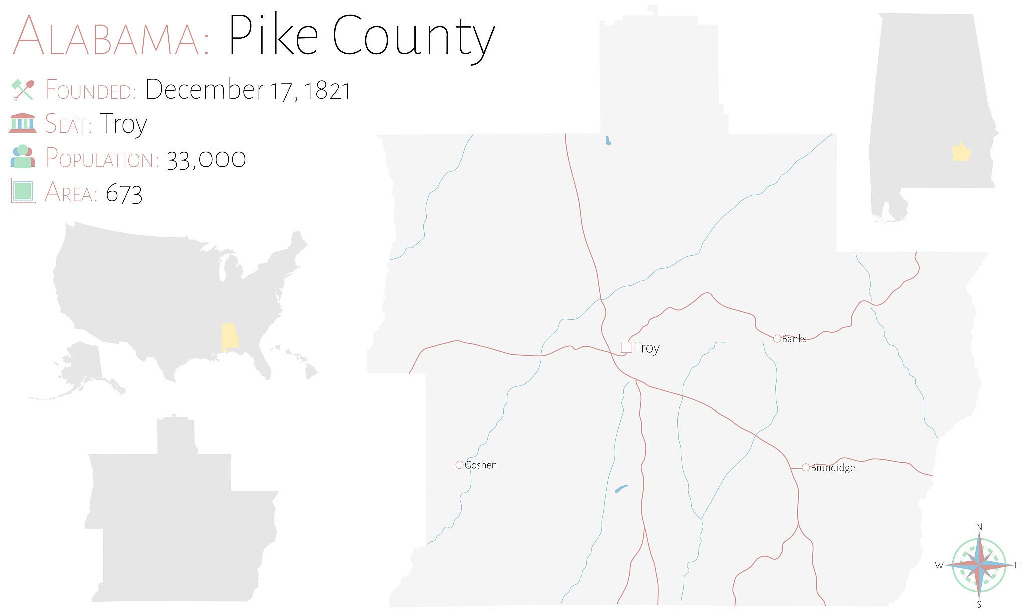 map of pike county in alabama
