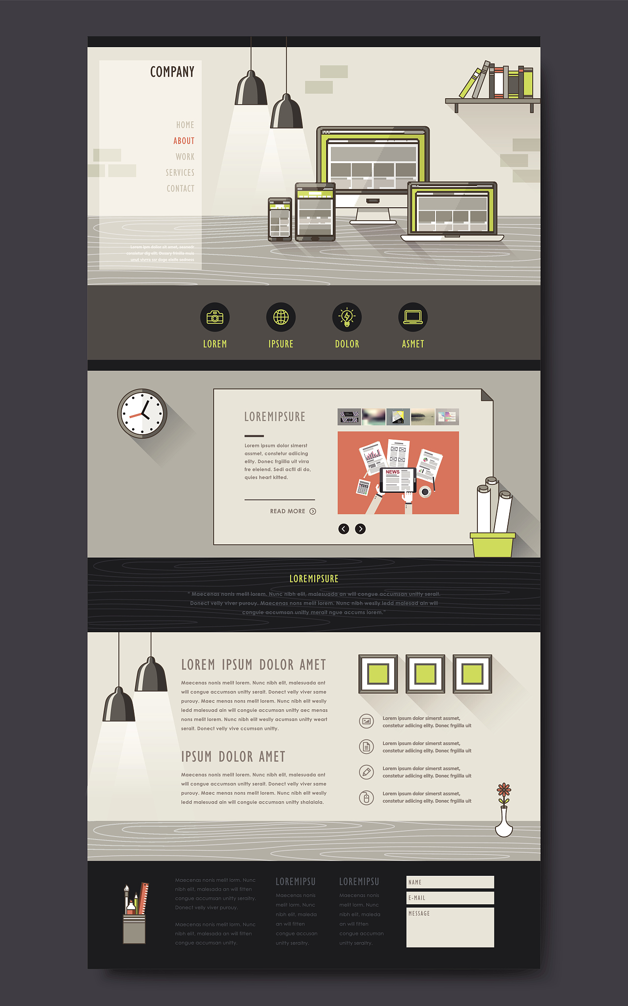 modern one page website design template