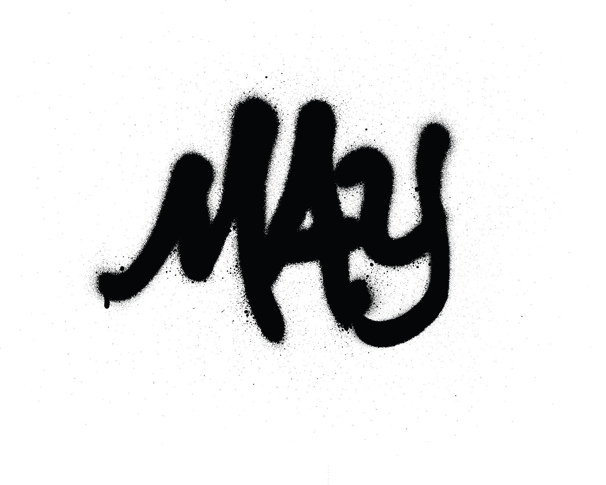 graffiti may word sprayed in black over white