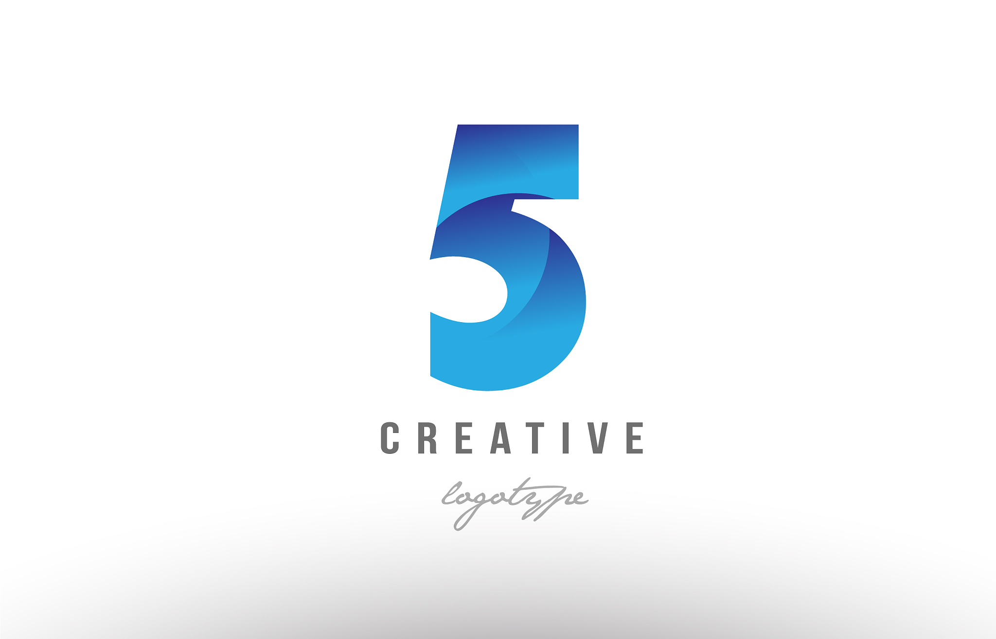 5 five blue gradient number numeral digit logo