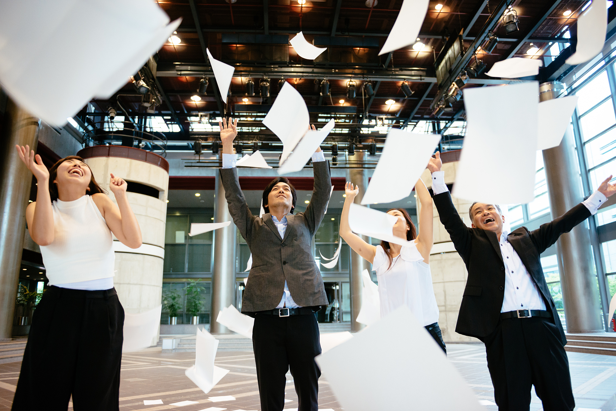 team of business people celebrating business success
