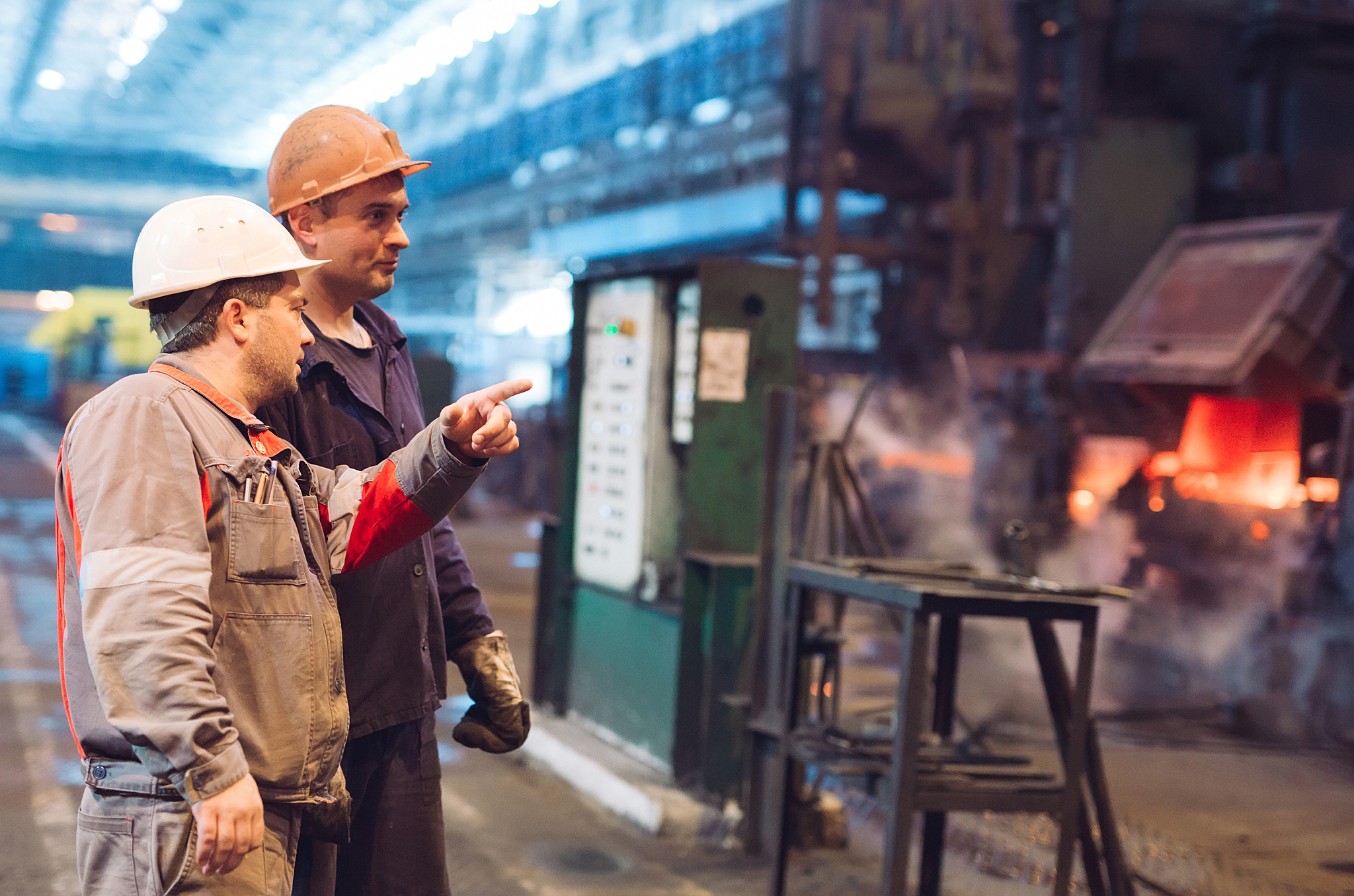 workers in the steel mill. metallurgical industry.