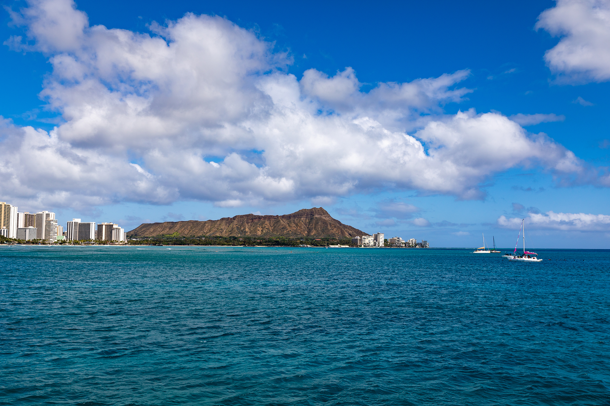diamond head in spring viewed from the ocean