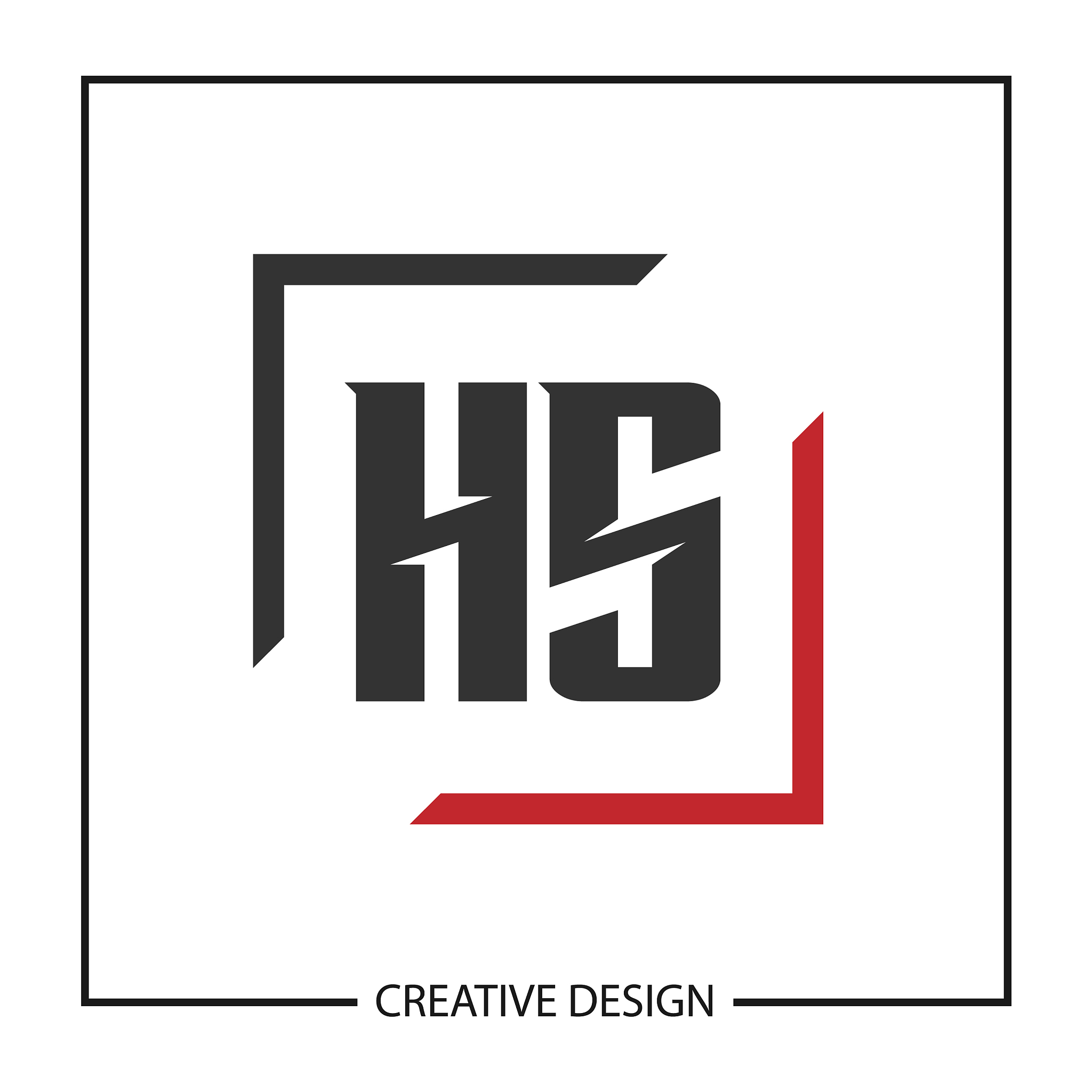 initial hs letter logo template design