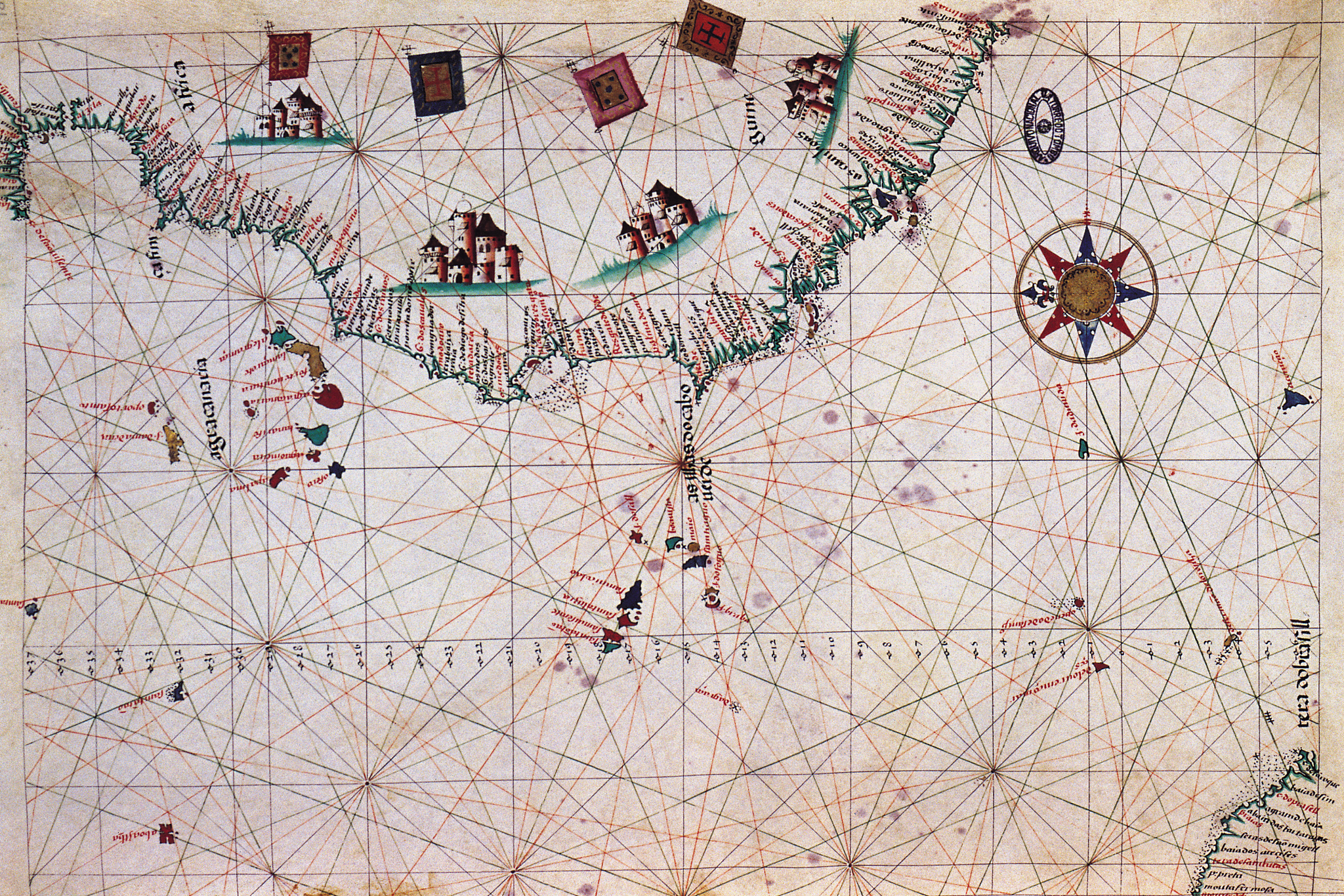 map drawing on tile, full frame